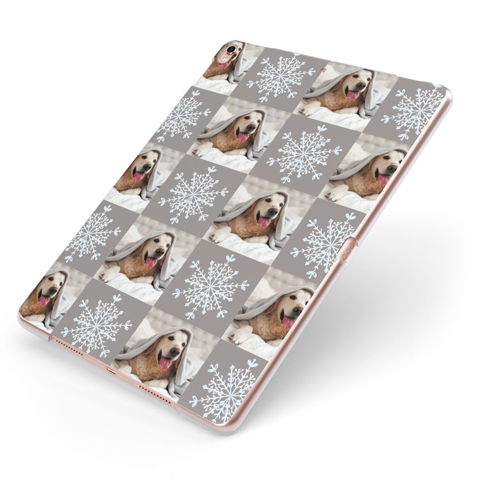 Christmas Dog Photo Apple iPad Case on Rose Gold iPad Side View