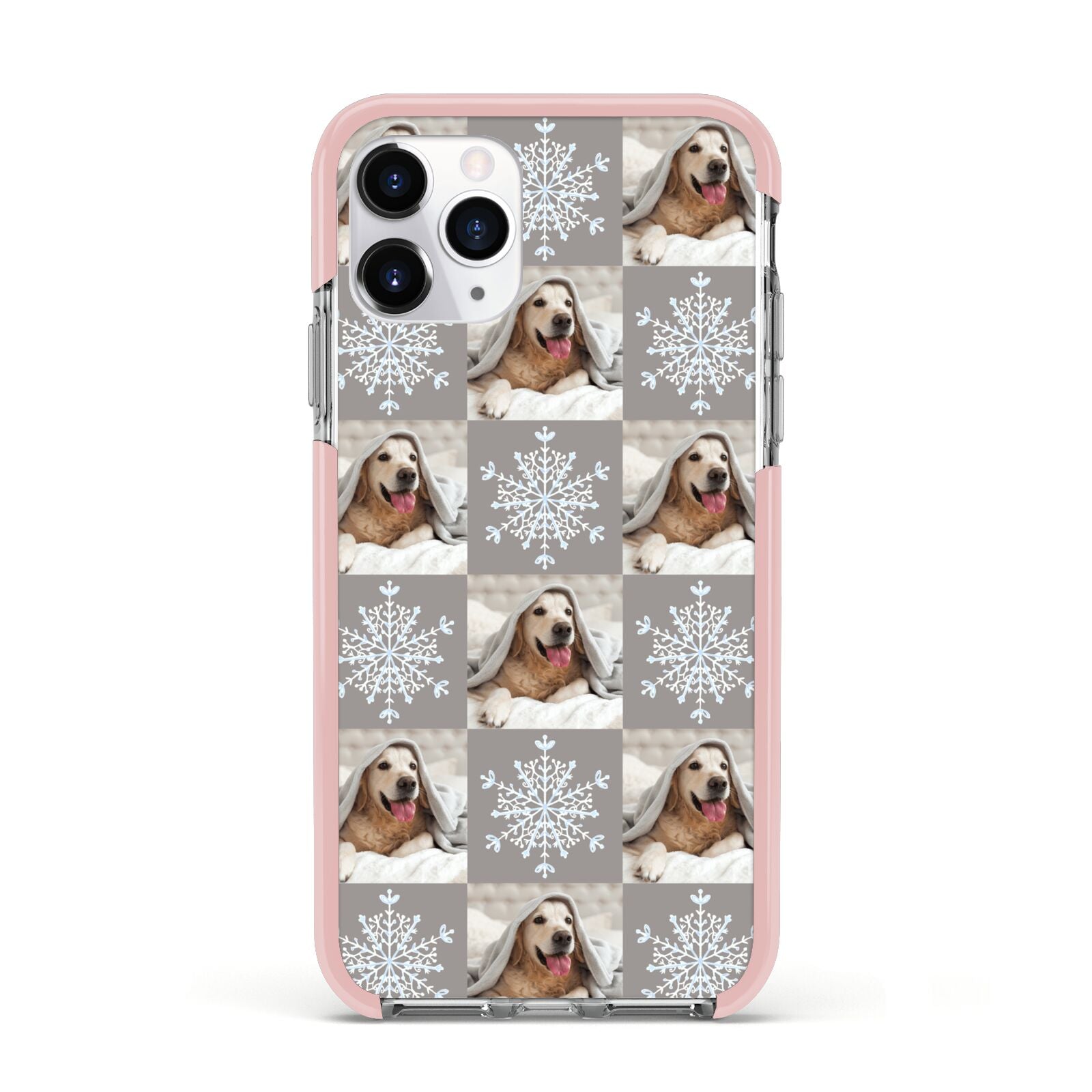 Christmas Dog Photo Apple iPhone 11 Pro in Silver with Pink Impact Case
