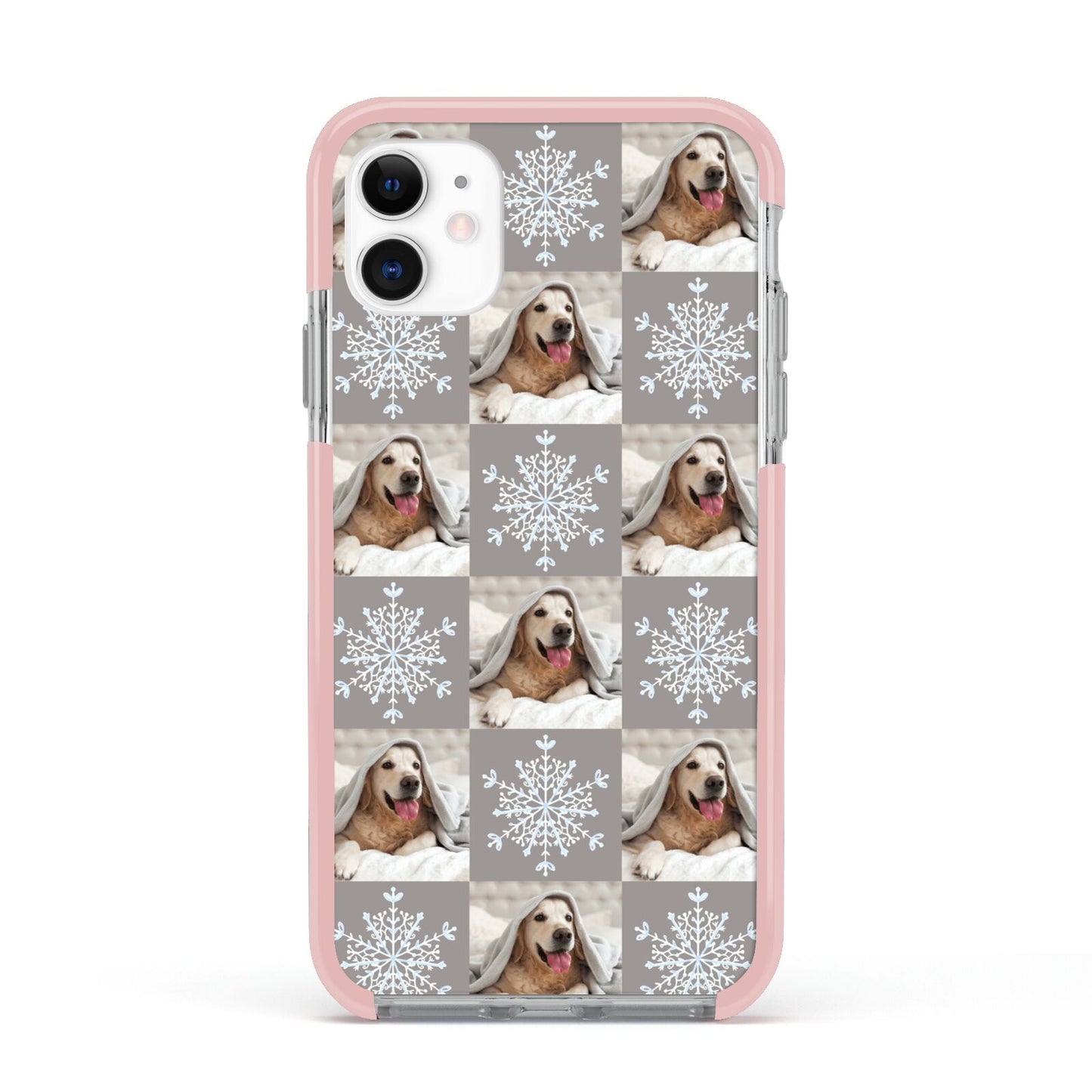 Christmas Dog Photo Apple iPhone 11 in White with Pink Impact Case