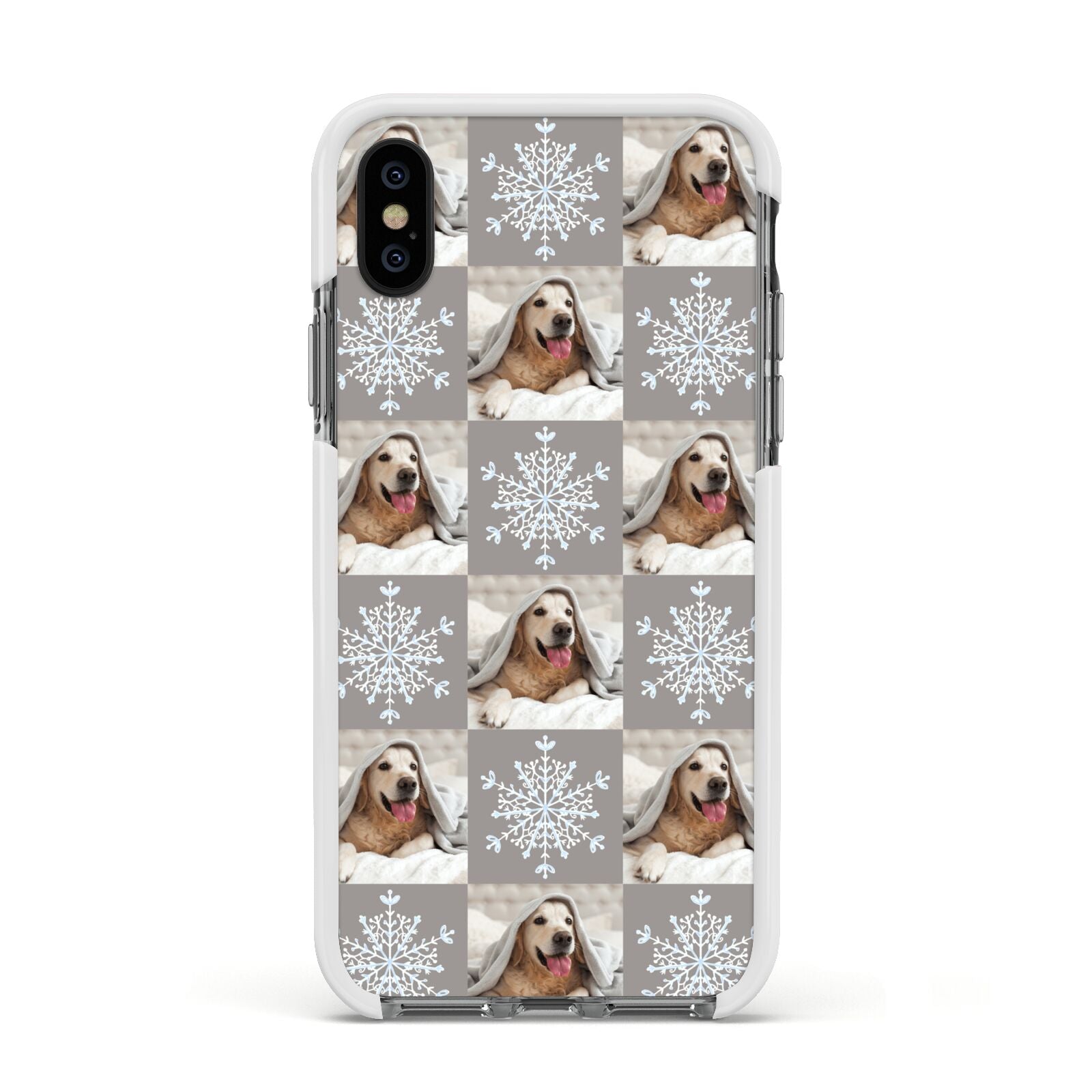 Christmas Dog Photo Apple iPhone Xs Impact Case White Edge on Black Phone