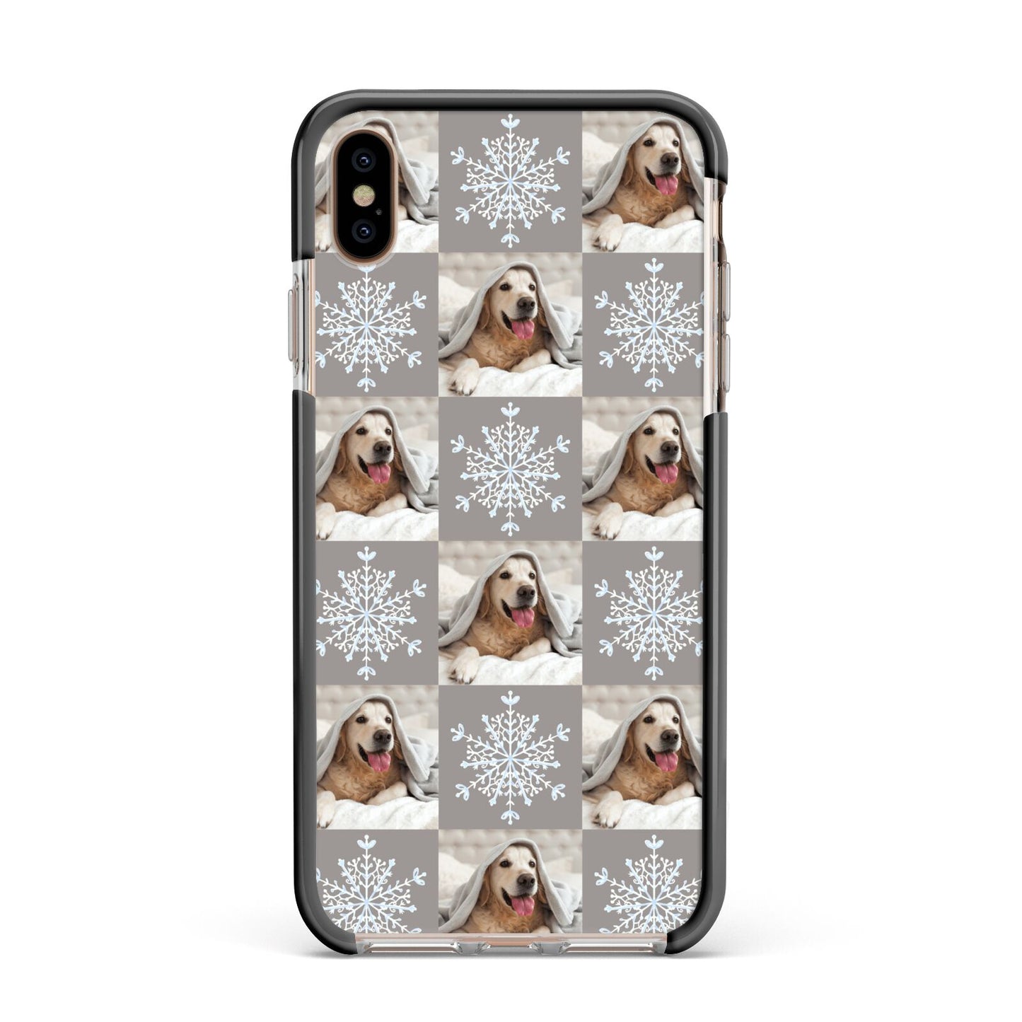 Christmas Dog Photo Apple iPhone Xs Max Impact Case Black Edge on Gold Phone