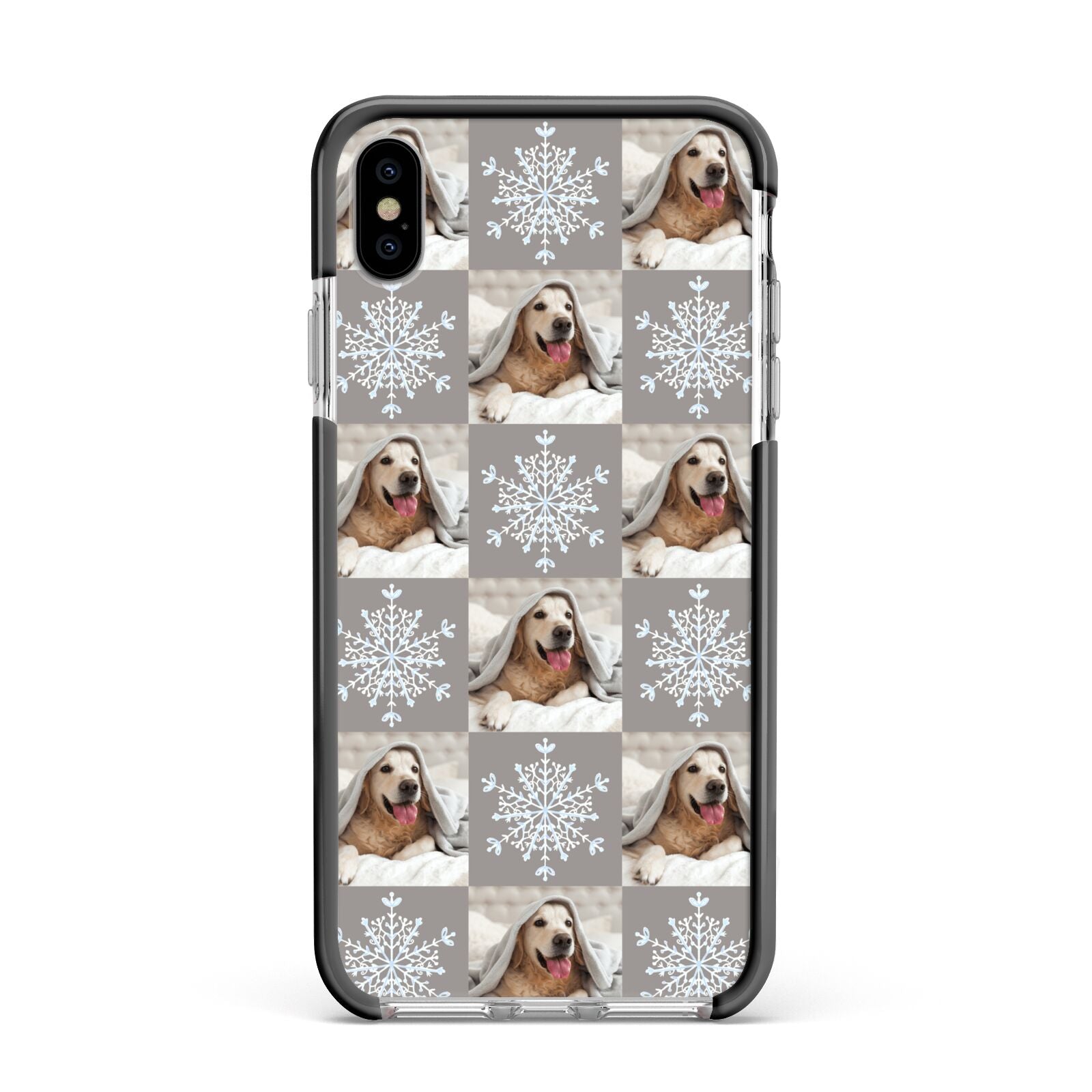 Christmas Dog Photo Apple iPhone Xs Max Impact Case Black Edge on Silver Phone