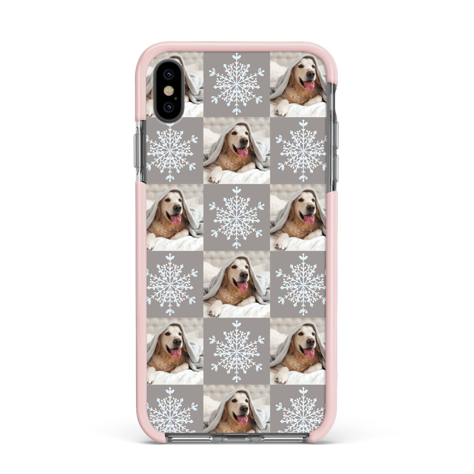 Christmas Dog Photo Apple iPhone Xs Max Impact Case Pink Edge on Black Phone