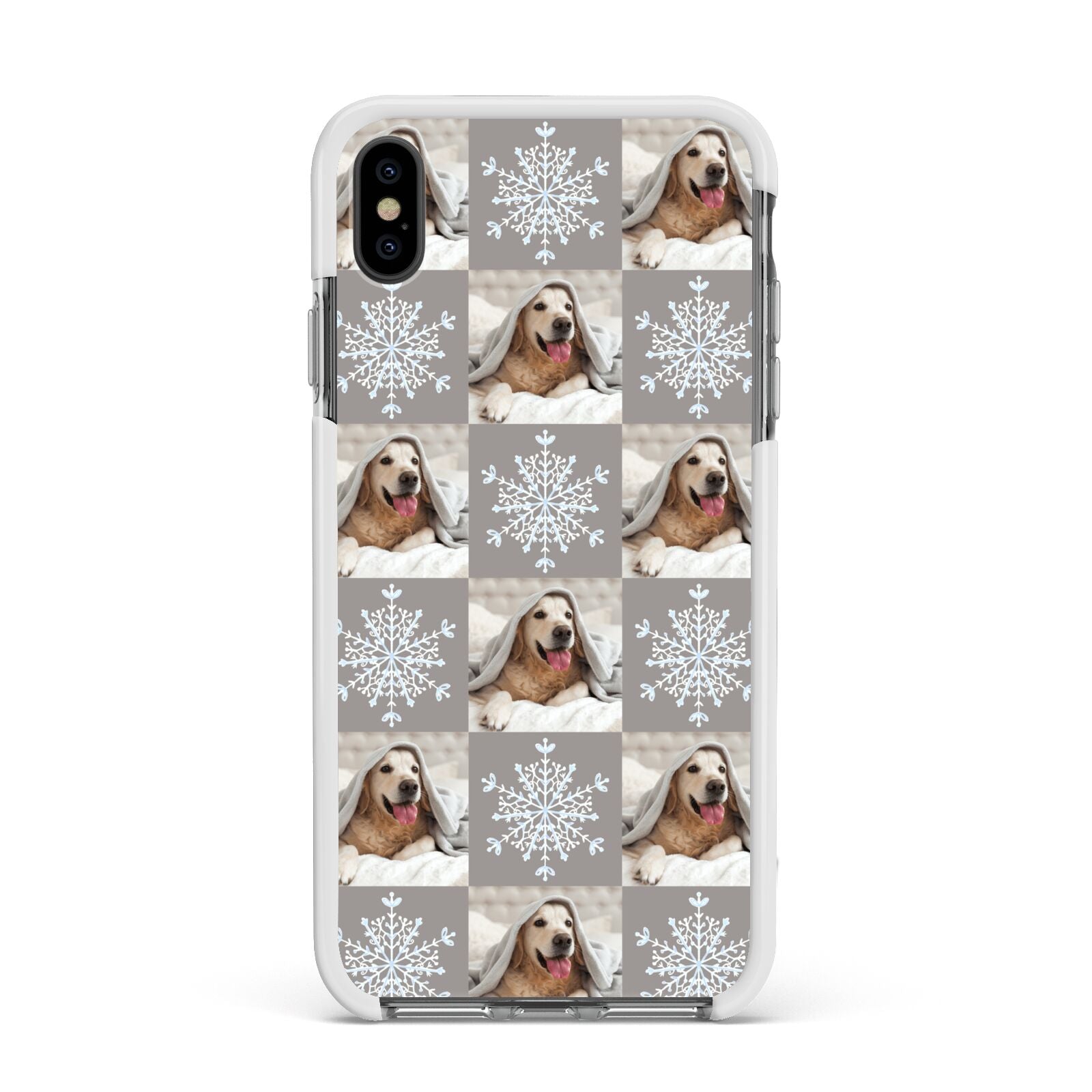 Christmas Dog Photo Apple iPhone Xs Max Impact Case White Edge on Black Phone