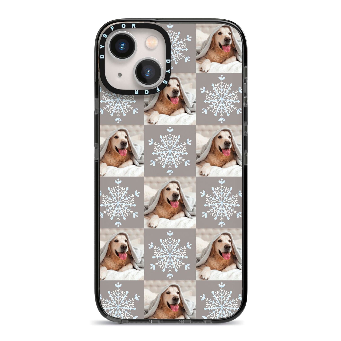 Christmas Dog Photo iPhone 13 Black Impact Case on Silver phone