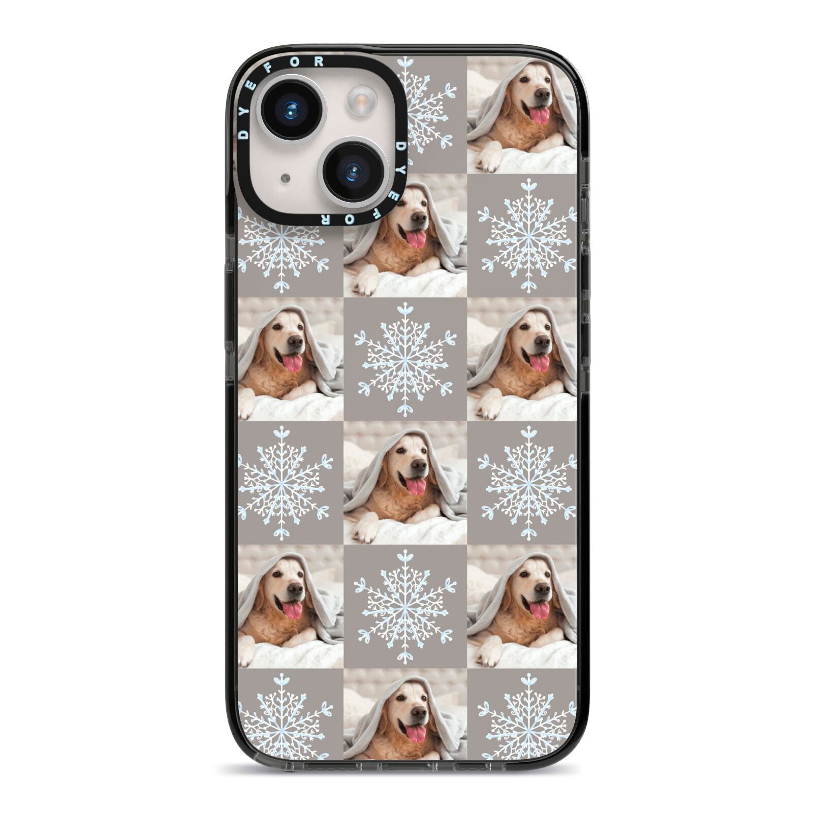Christmas Dog Photo iPhone 14 Black Impact Case on Silver phone
