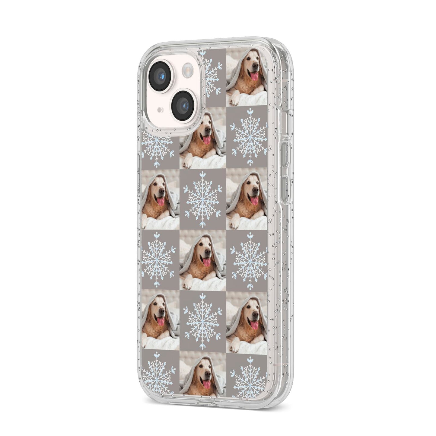Christmas Dog Photo iPhone 14 Glitter Tough Case Starlight Angled Image