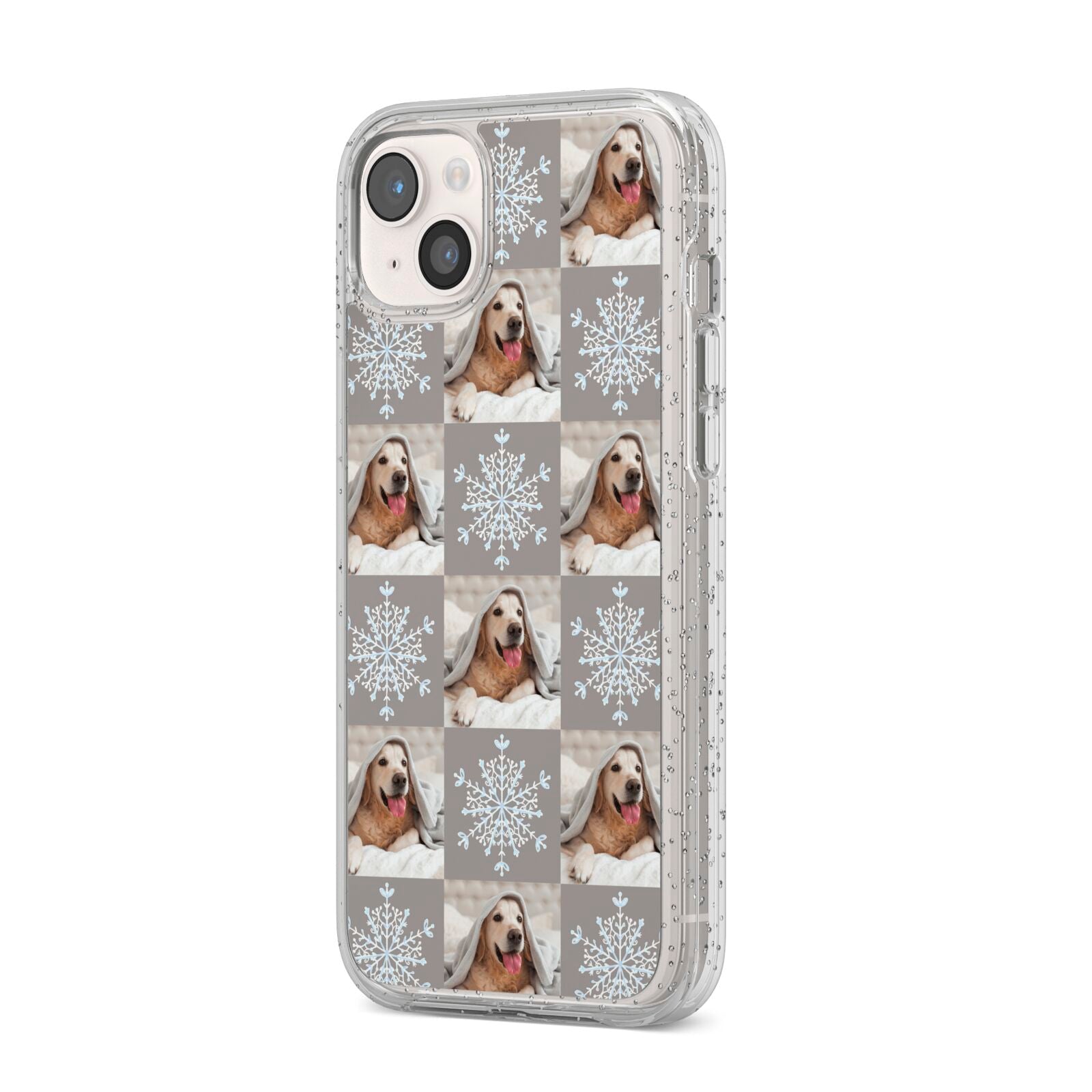 Christmas Dog Photo iPhone 14 Plus Glitter Tough Case Starlight Angled Image