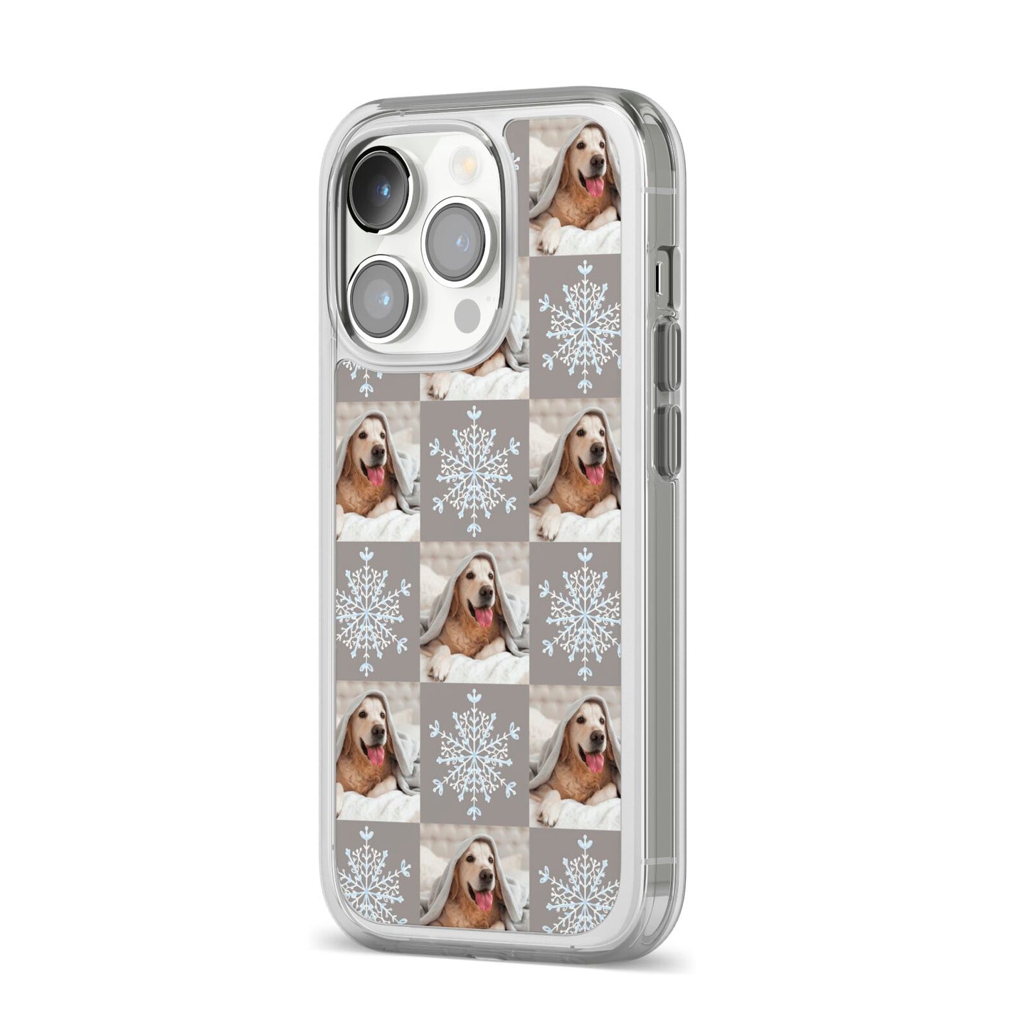 Christmas Dog Photo iPhone 14 Pro Clear Tough Case Silver Angled Image