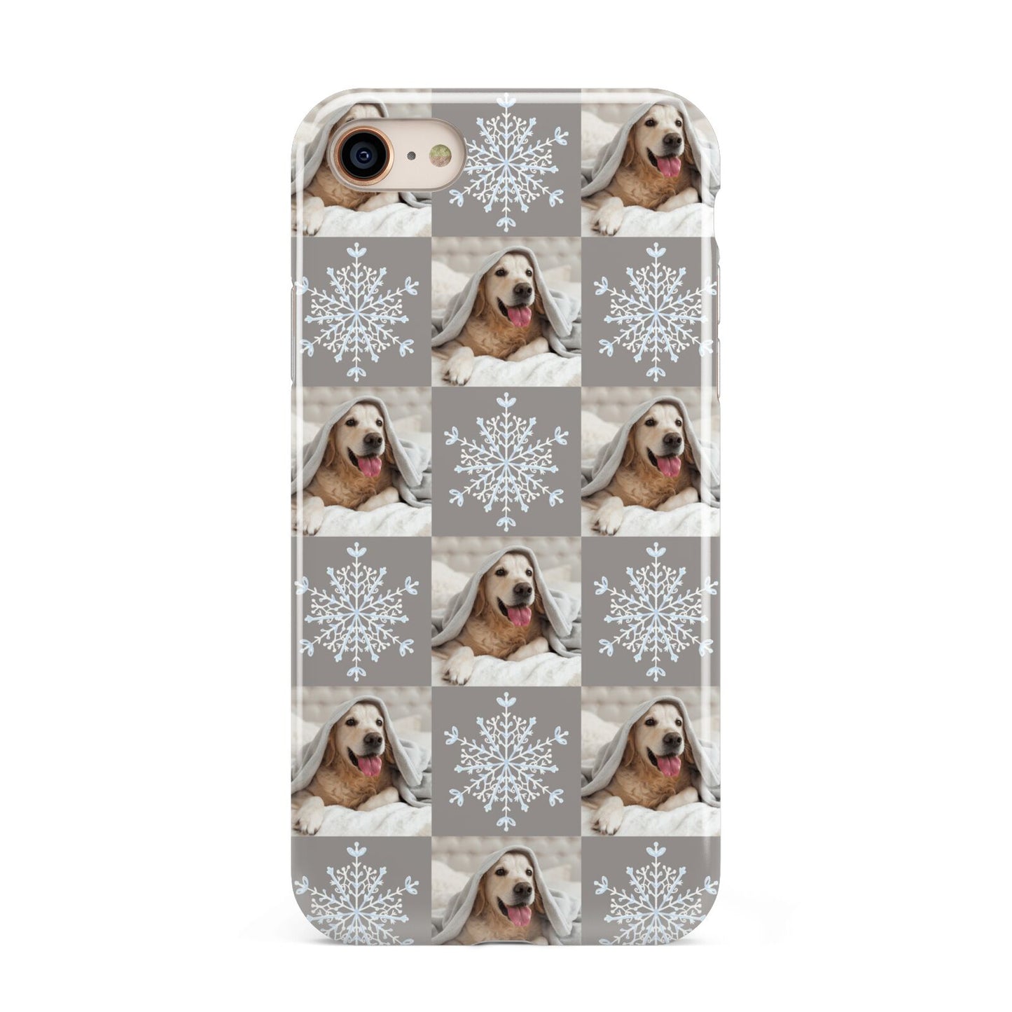 Christmas Dog Photo iPhone 8 3D Tough Case on Gold Phone