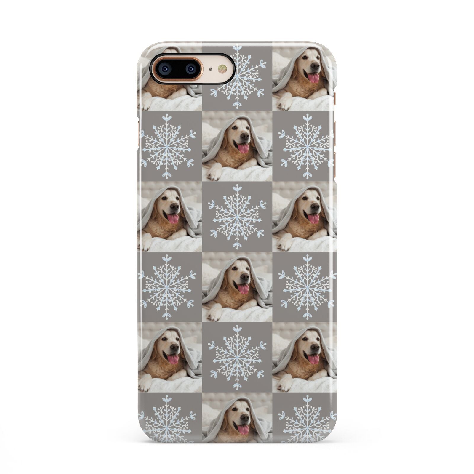 Christmas Dog Photo iPhone 8 Plus 3D Snap Case on Gold Phone