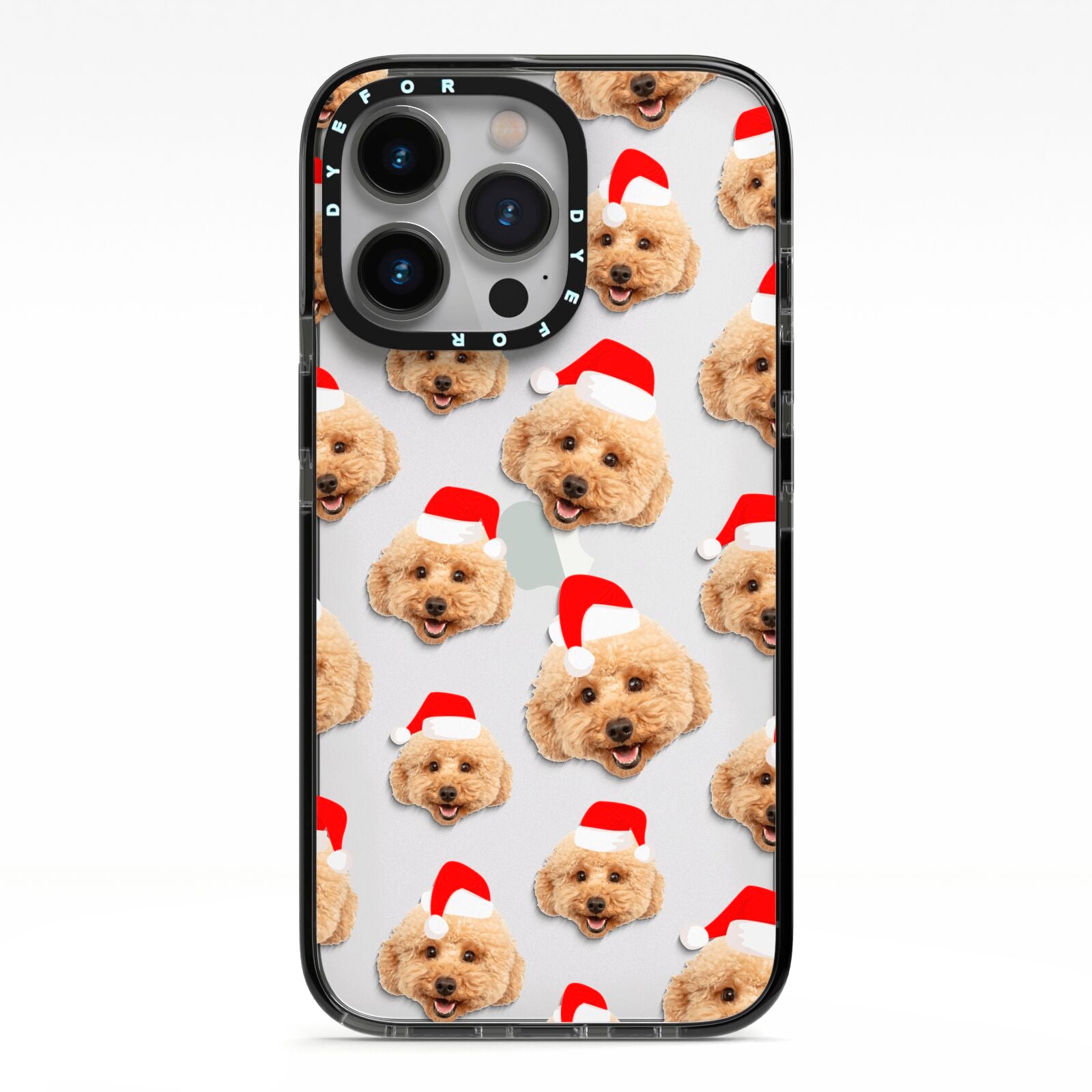 Christmas Dog iPhone 13 Pro Black Impact Case on Silver phone