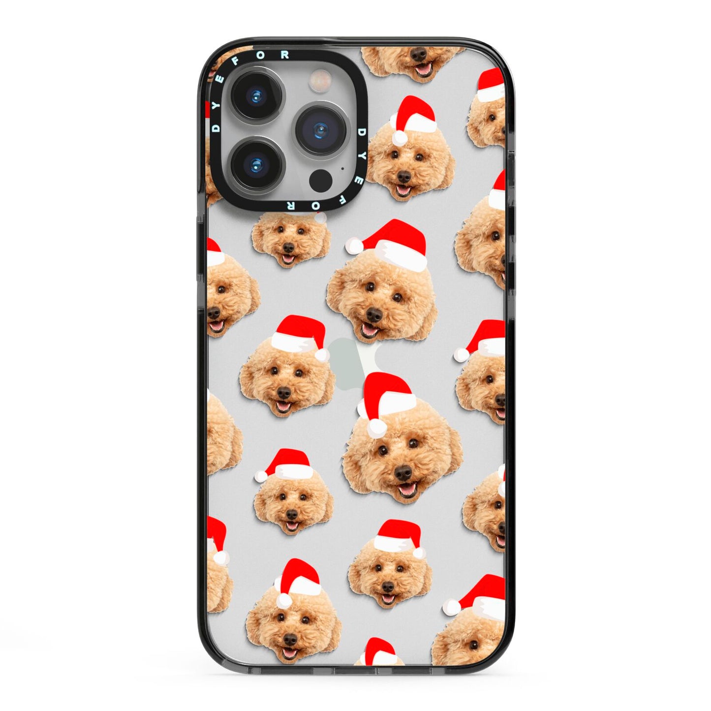 Christmas Dog iPhone 13 Pro Max Black Impact Case on Silver phone