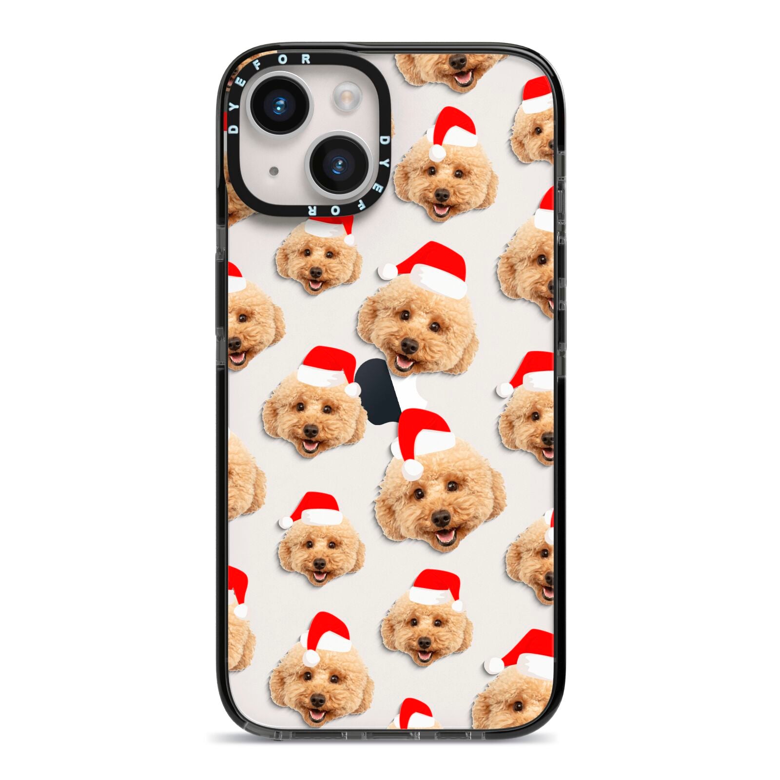 Christmas Dog iPhone 14 Black Impact Case on Silver phone