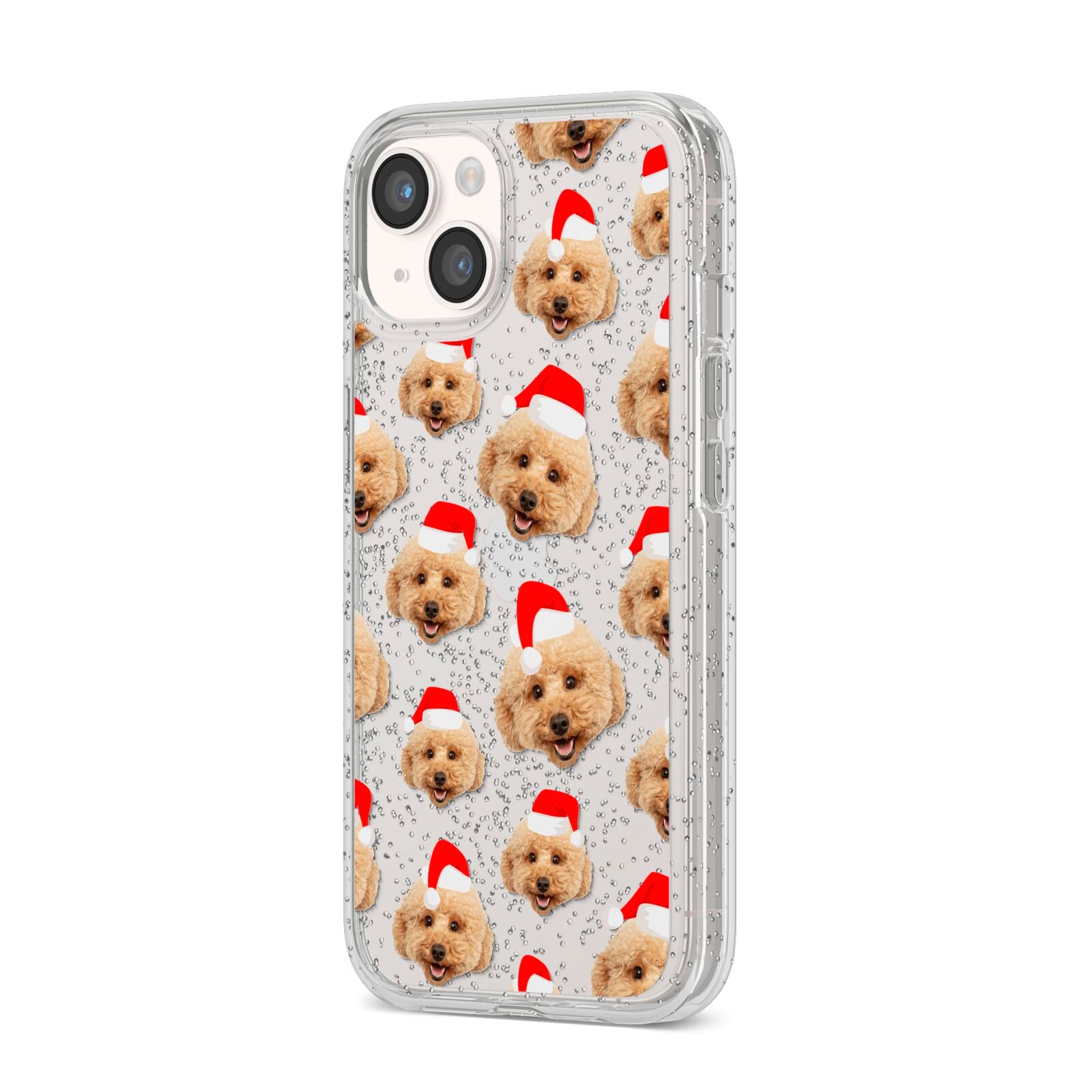 Christmas Dog iPhone 14 Glitter Tough Case Starlight Angled Image