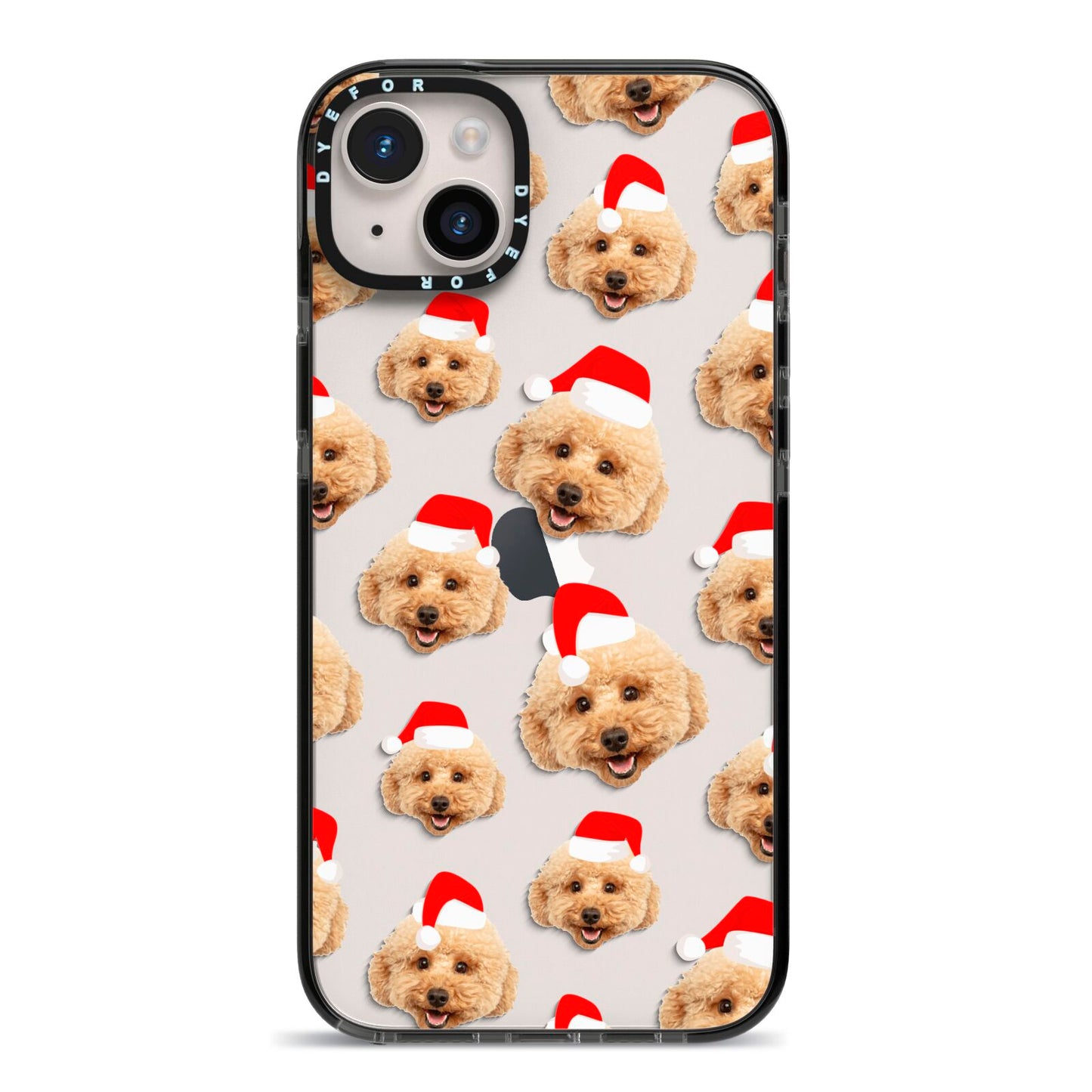 Christmas Dog iPhone 14 Plus Black Impact Case on Silver phone