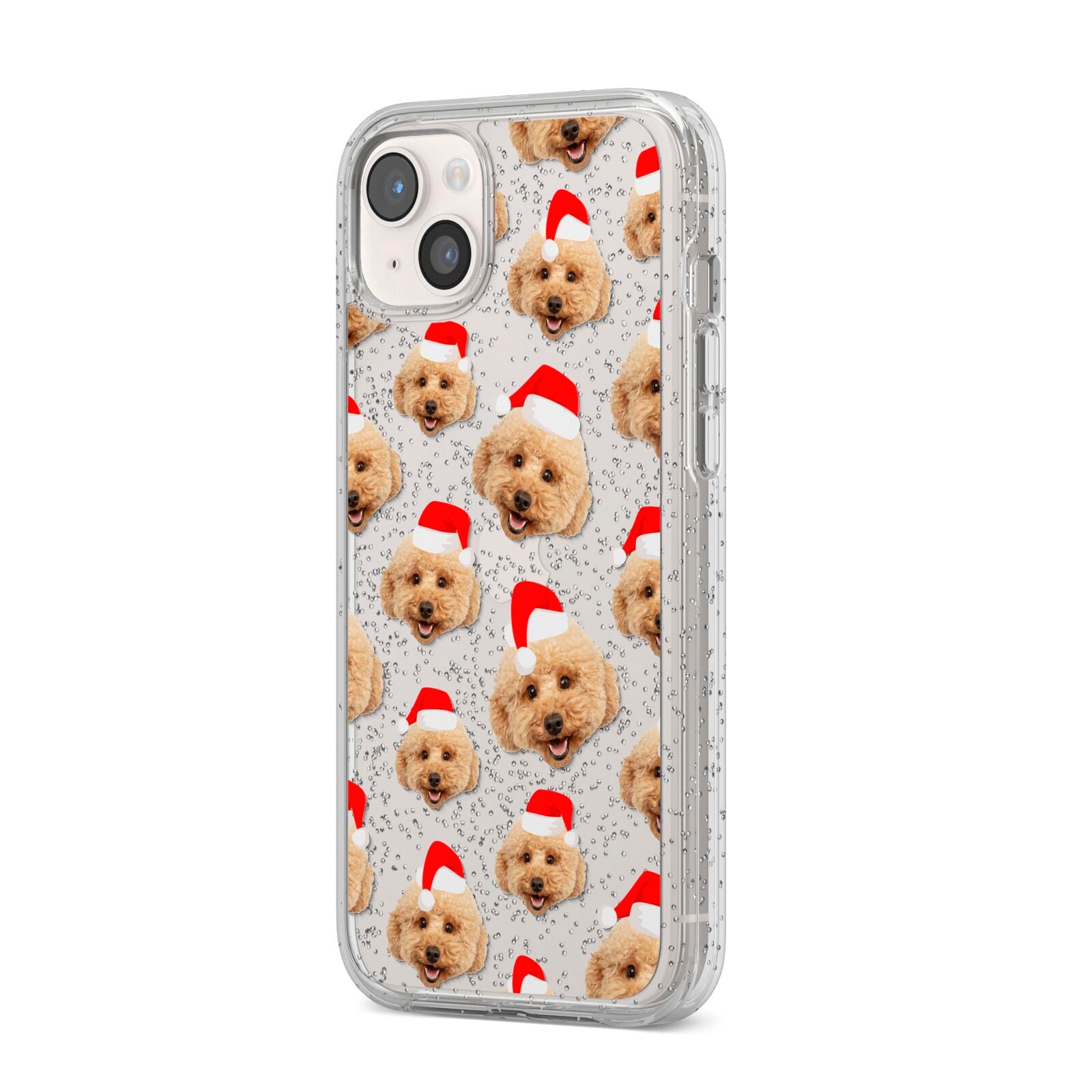 Christmas Dog iPhone 14 Plus Glitter Tough Case Starlight Angled Image