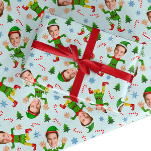Weihnachts Elf Gesicht personalisiertes Verpackungspapier