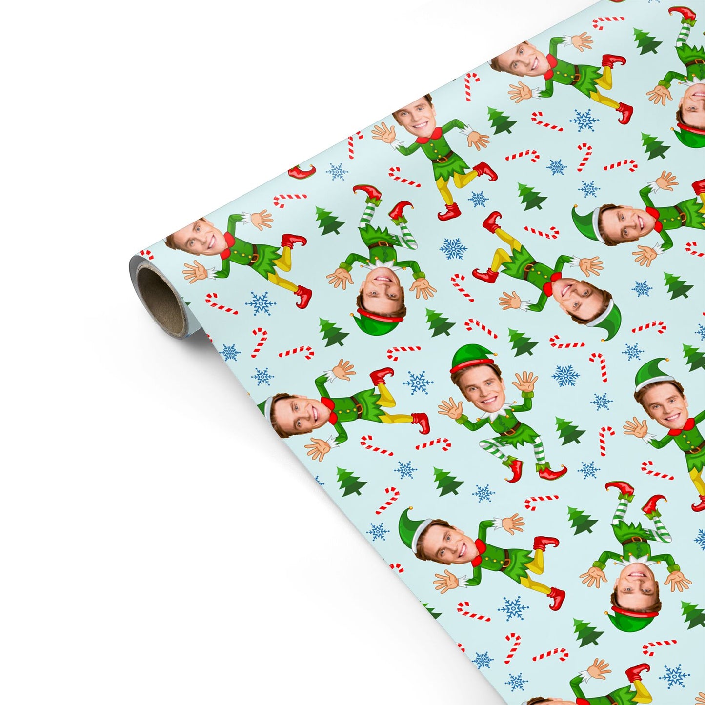 Christmas Elf Face Personalised Personalised Gift Wrap