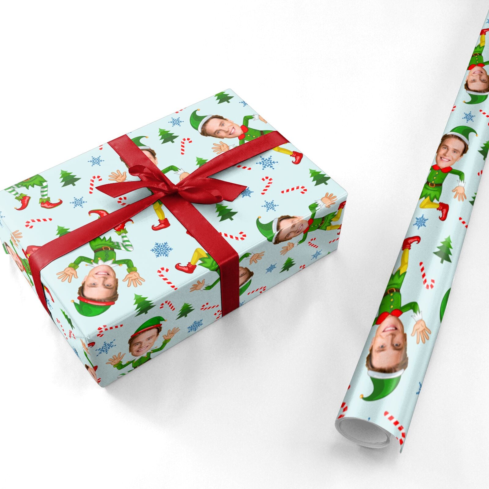 Christmas Elf Face Personalised Personalised Wrapping Paper