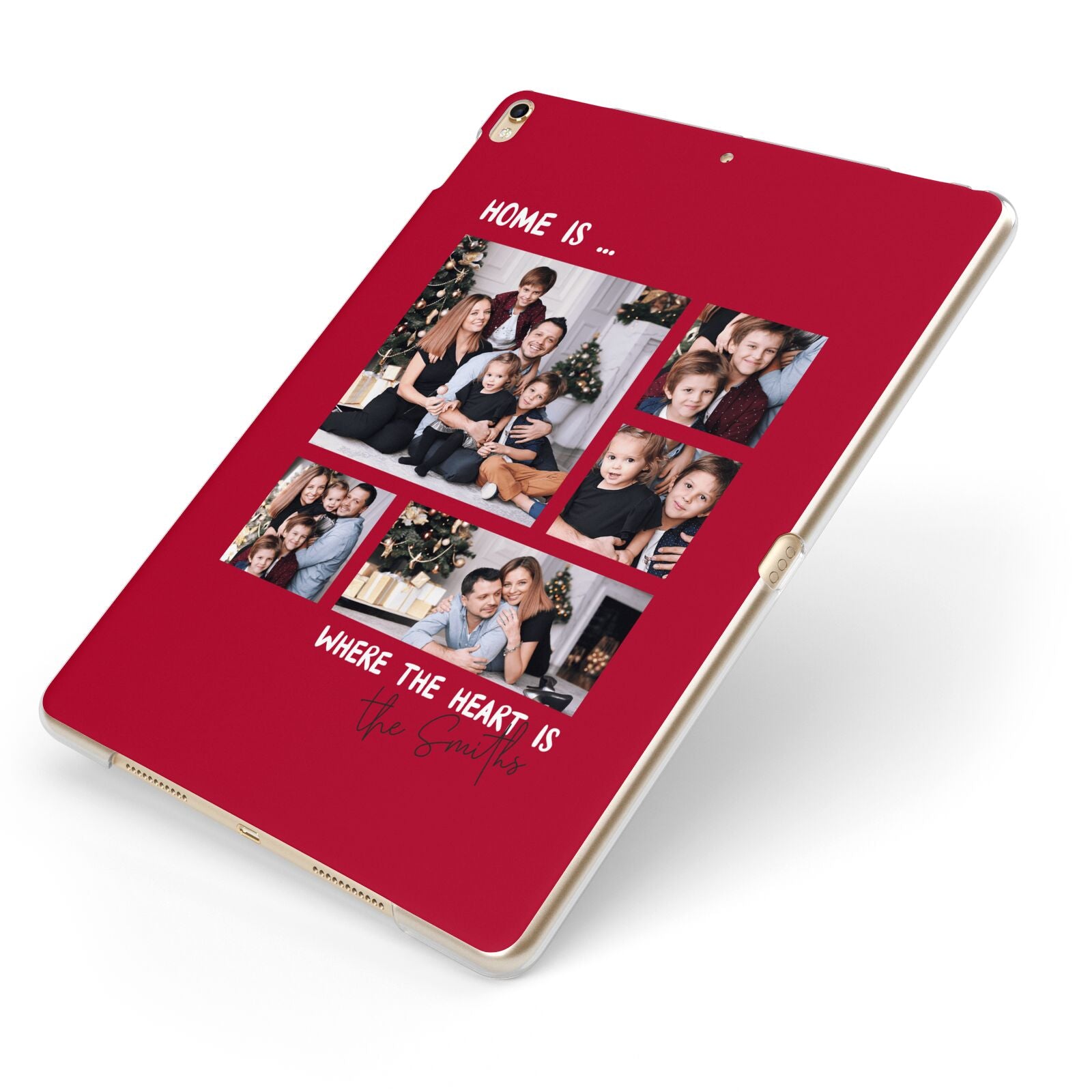 Christmas Family Photo Personalised Apple iPad Case on Gold iPad Side View