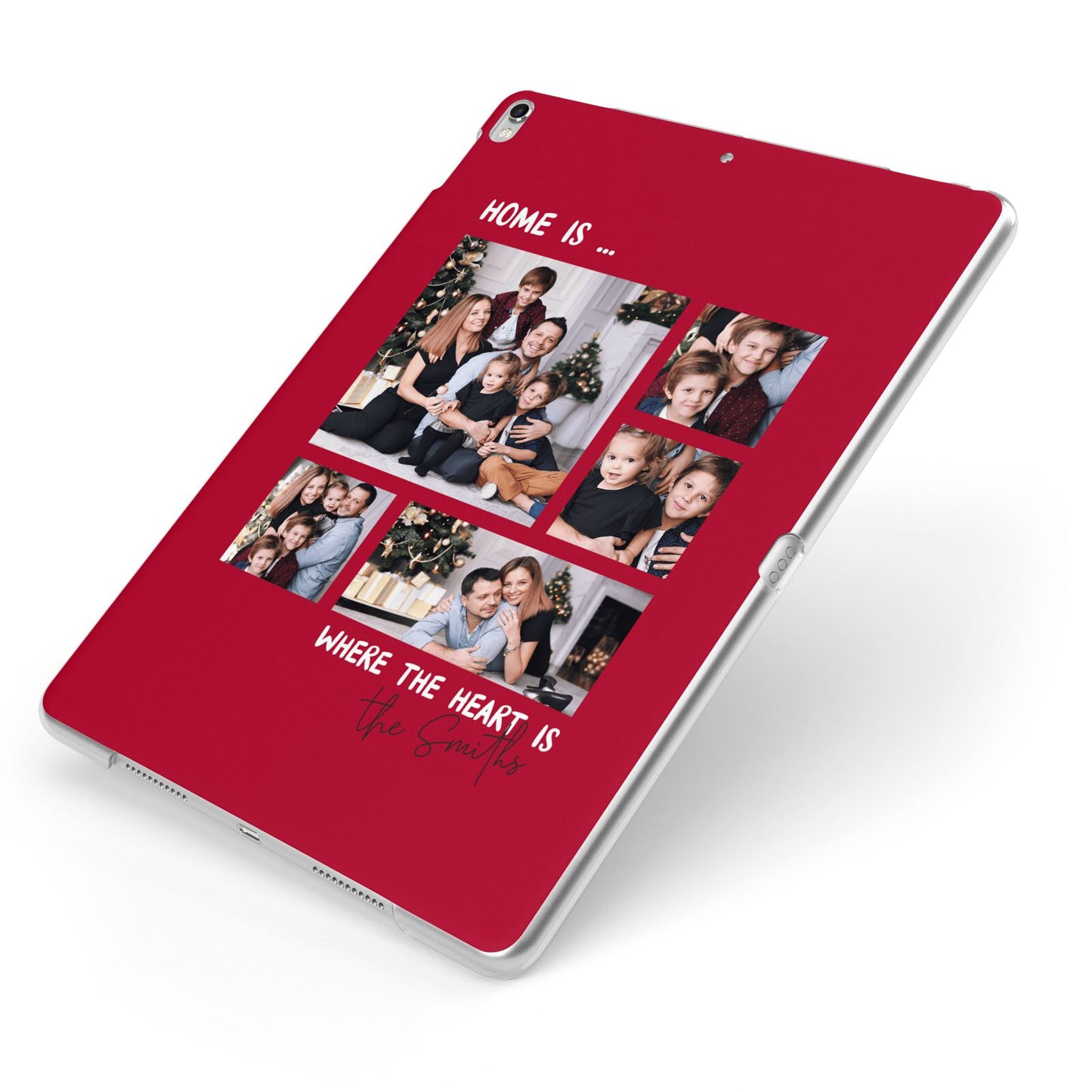 Christmas Family Photo Personalised Apple iPad Case on Silver iPad Side View