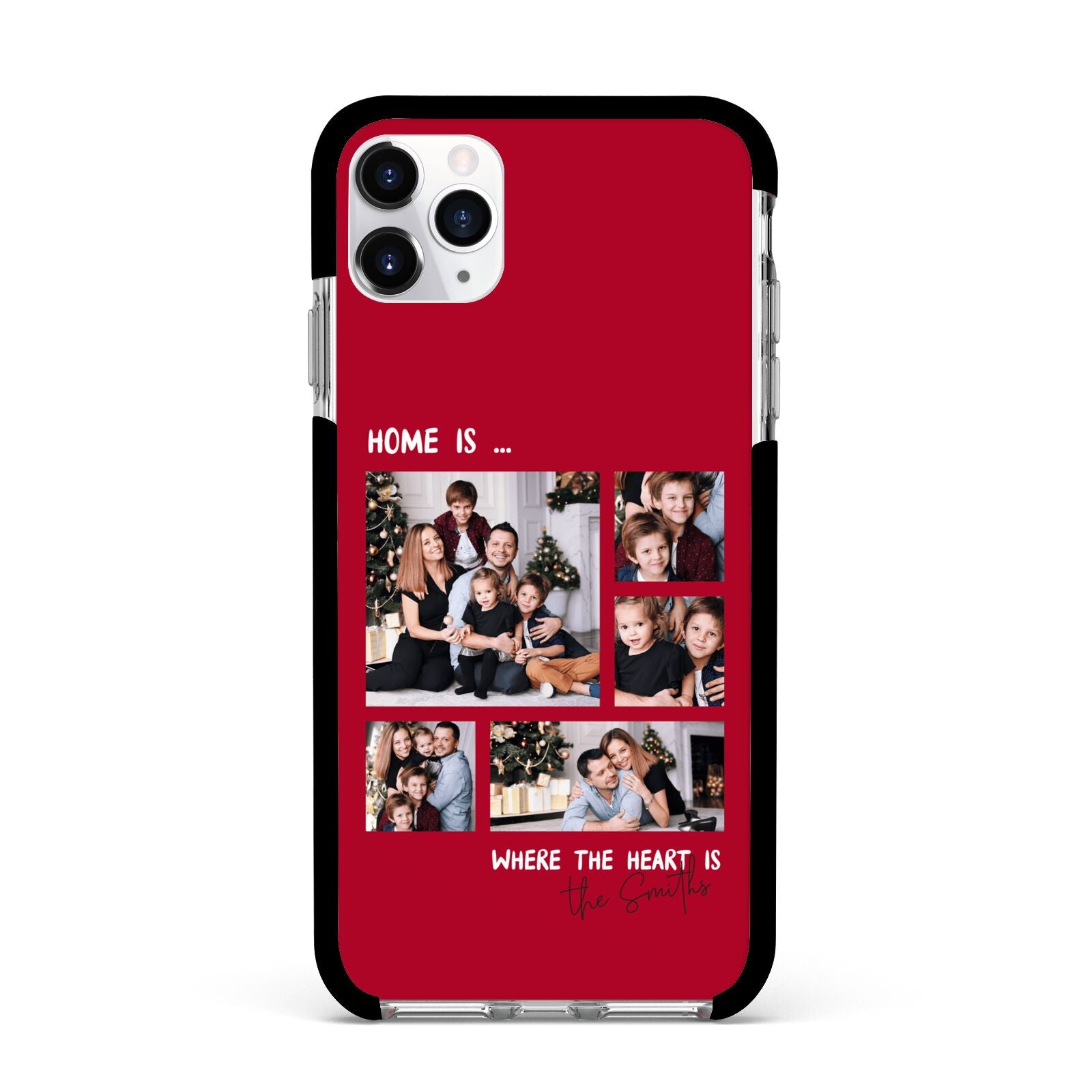 Christmas Family Photo Personalised Apple iPhone 11 Pro Max in Silver with Black Impact Case