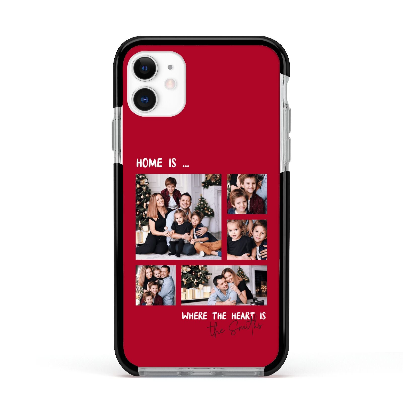Christmas Family Photo Personalised Apple iPhone 11 in White with Black Impact Case