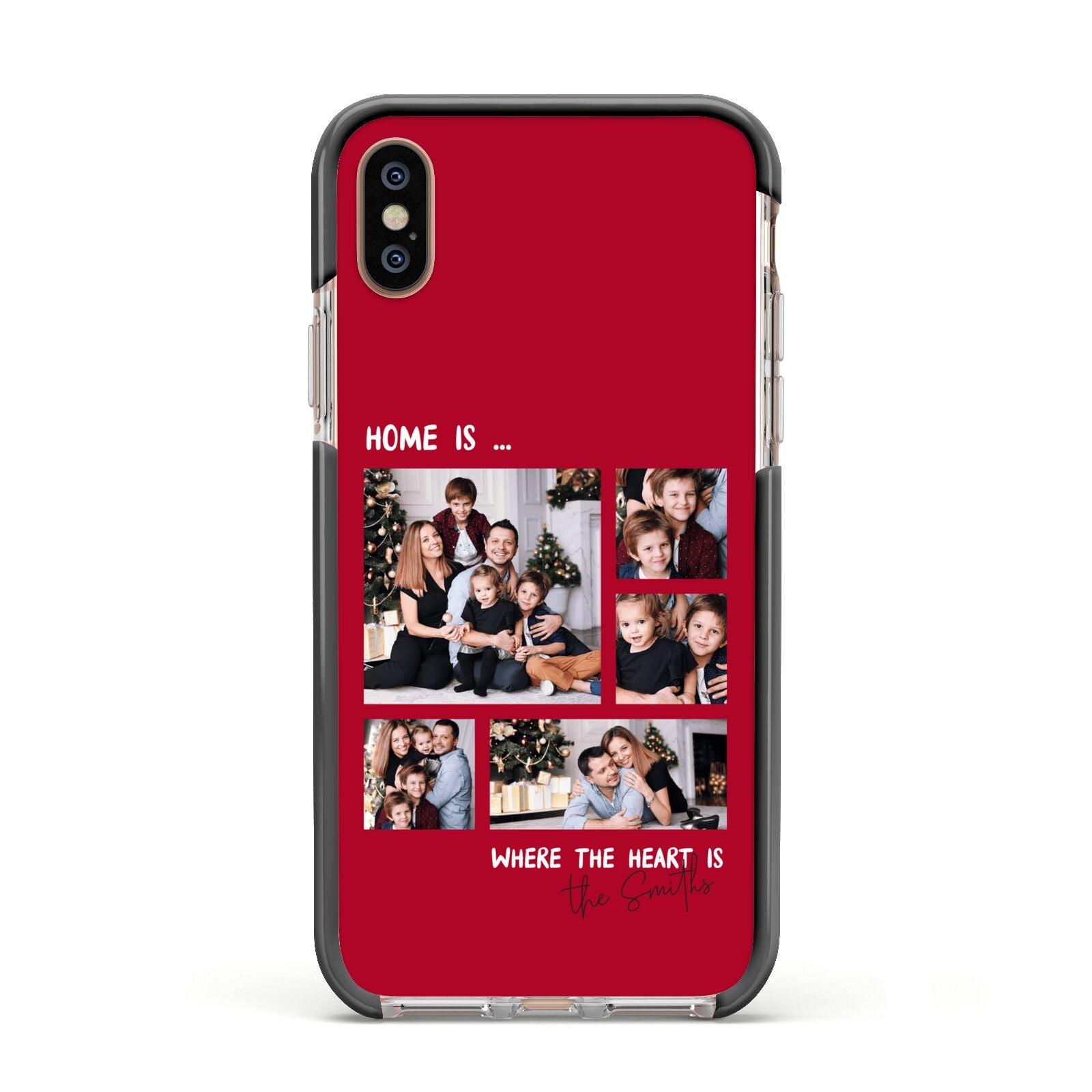 Christmas Family Photo Personalised Apple iPhone Xs Impact Case Black Edge on Gold Phone
