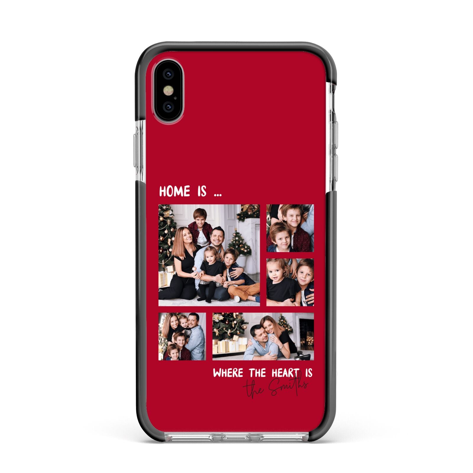 Christmas Family Photo Personalised Apple iPhone Xs Max Impact Case Black Edge on Silver Phone