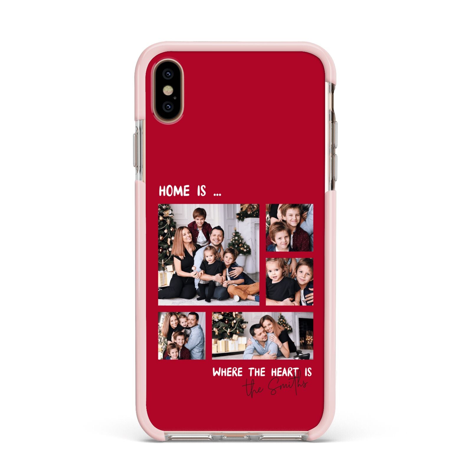 Christmas Family Photo Personalised Apple iPhone Xs Max Impact Case Pink Edge on Gold Phone