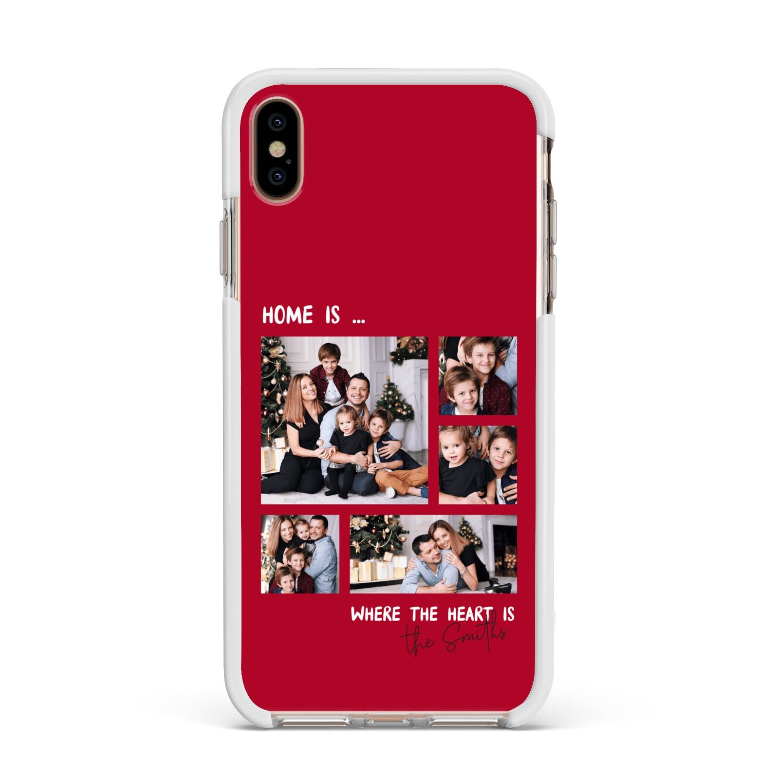 Christmas Family Photo Personalised Apple iPhone Xs Max Impact Case White Edge on Gold Phone