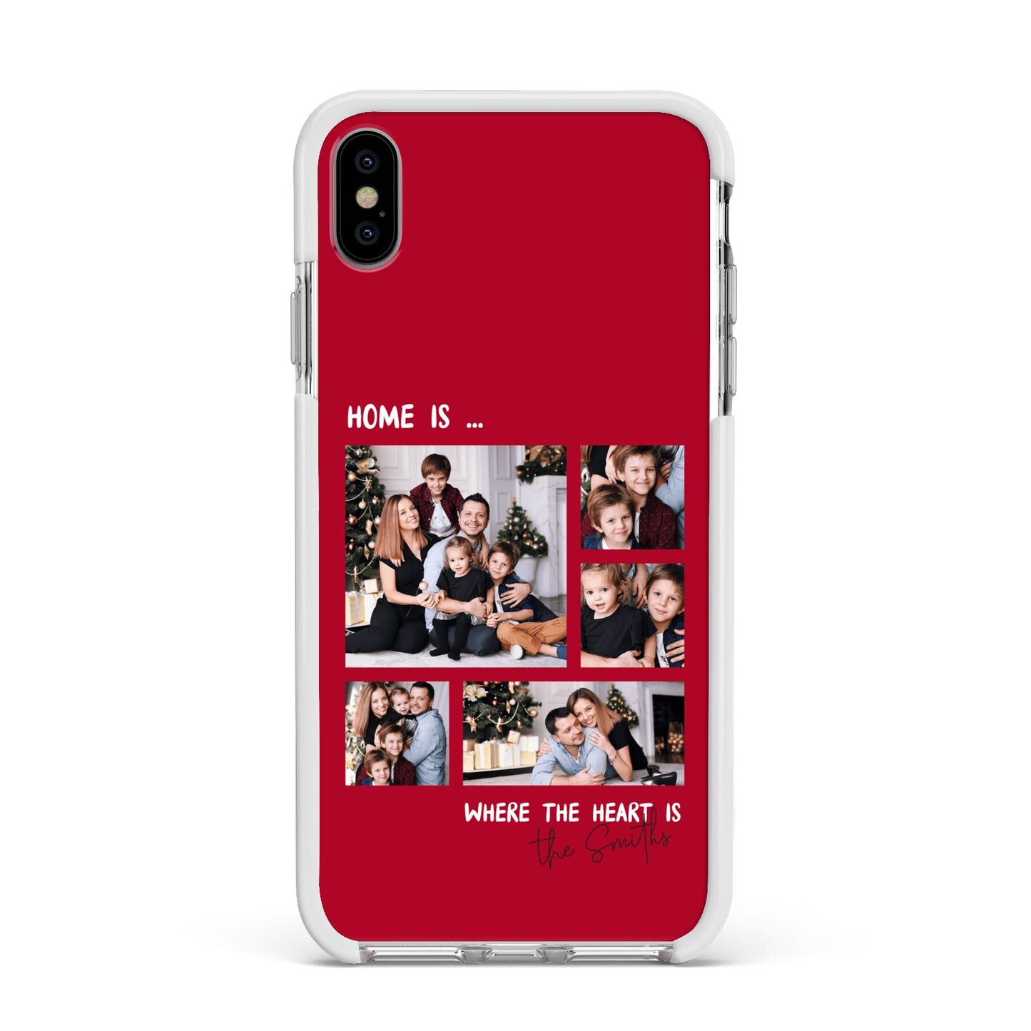 Christmas Family Photo Personalised Apple iPhone Xs Max Impact Case White Edge on Silver Phone