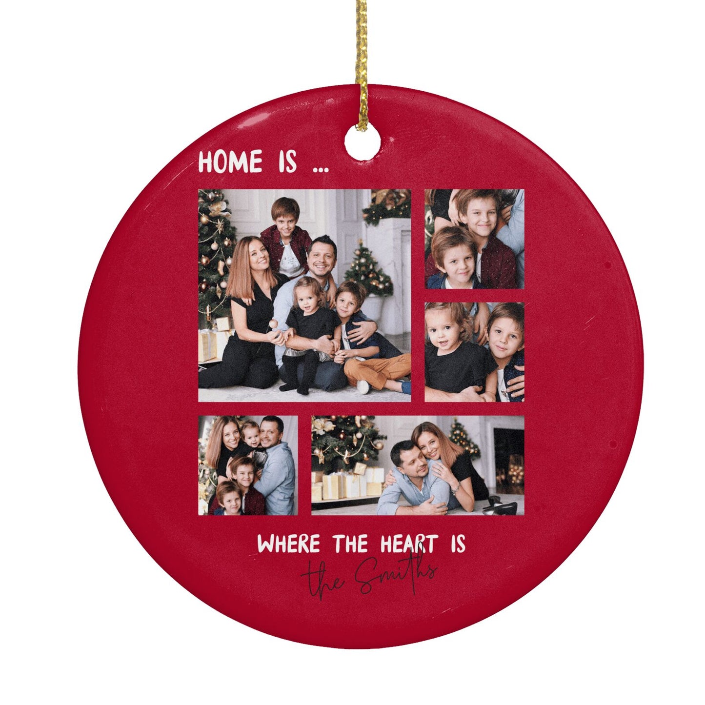 Christmas Family Photo Personalised Circle Decoration Back Image