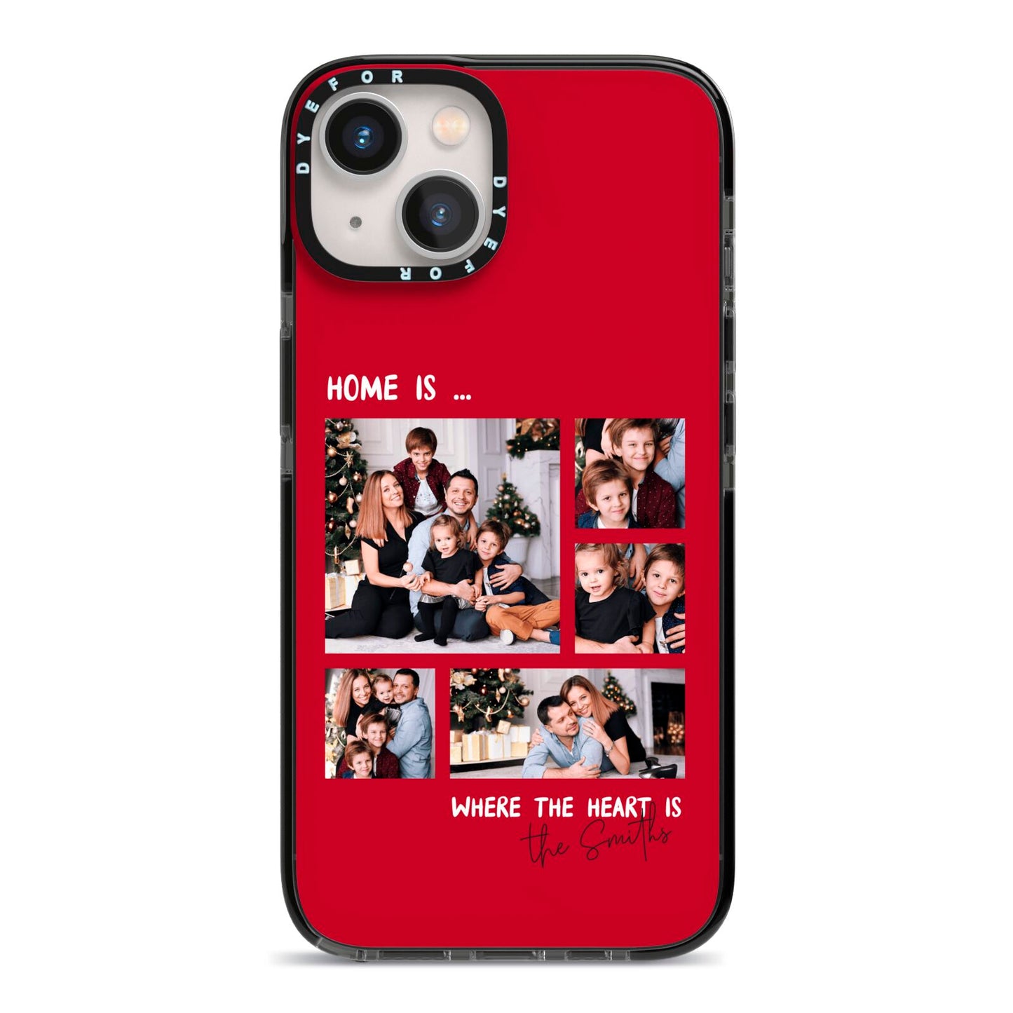 Christmas Family Photo Personalised iPhone 13 Black Impact Case on Silver phone