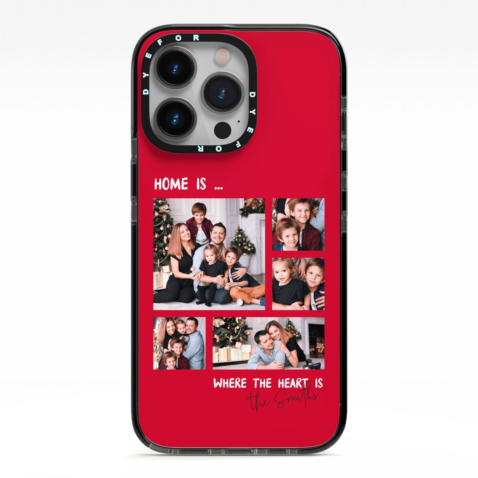 Christmas Family Photo Personalised iPhone 13 Pro Black Impact Case on Silver phone