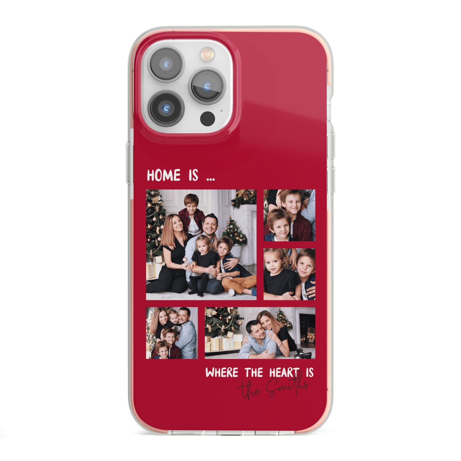 Christmas Family Photo Personalised iPhone 13 Pro Max TPU Impact Case with Pink Edges
