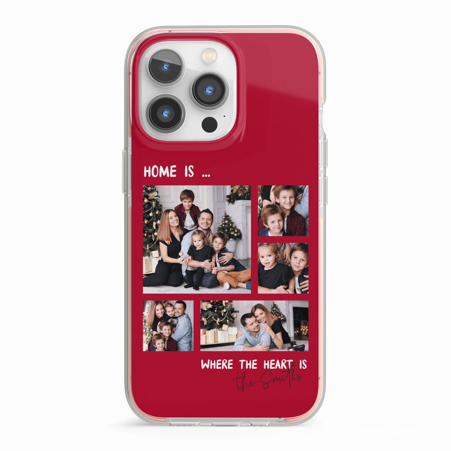 Christmas Family Photo Personalised iPhone 13 Pro TPU Impact Case with Pink Edges
