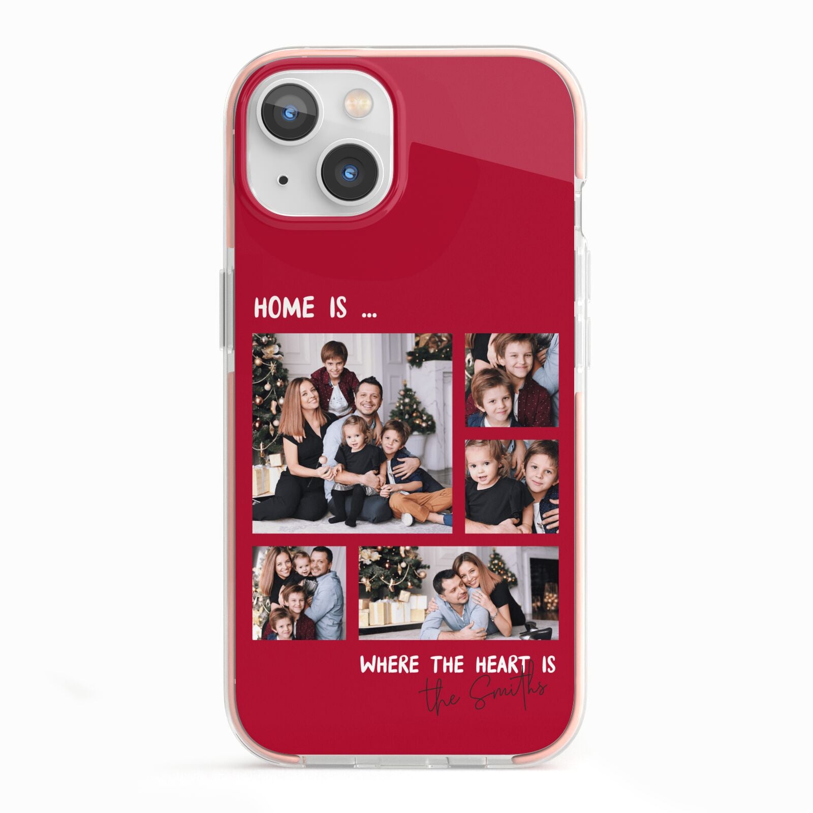 Christmas Family Photo Personalised iPhone 13 TPU Impact Case with Pink Edges