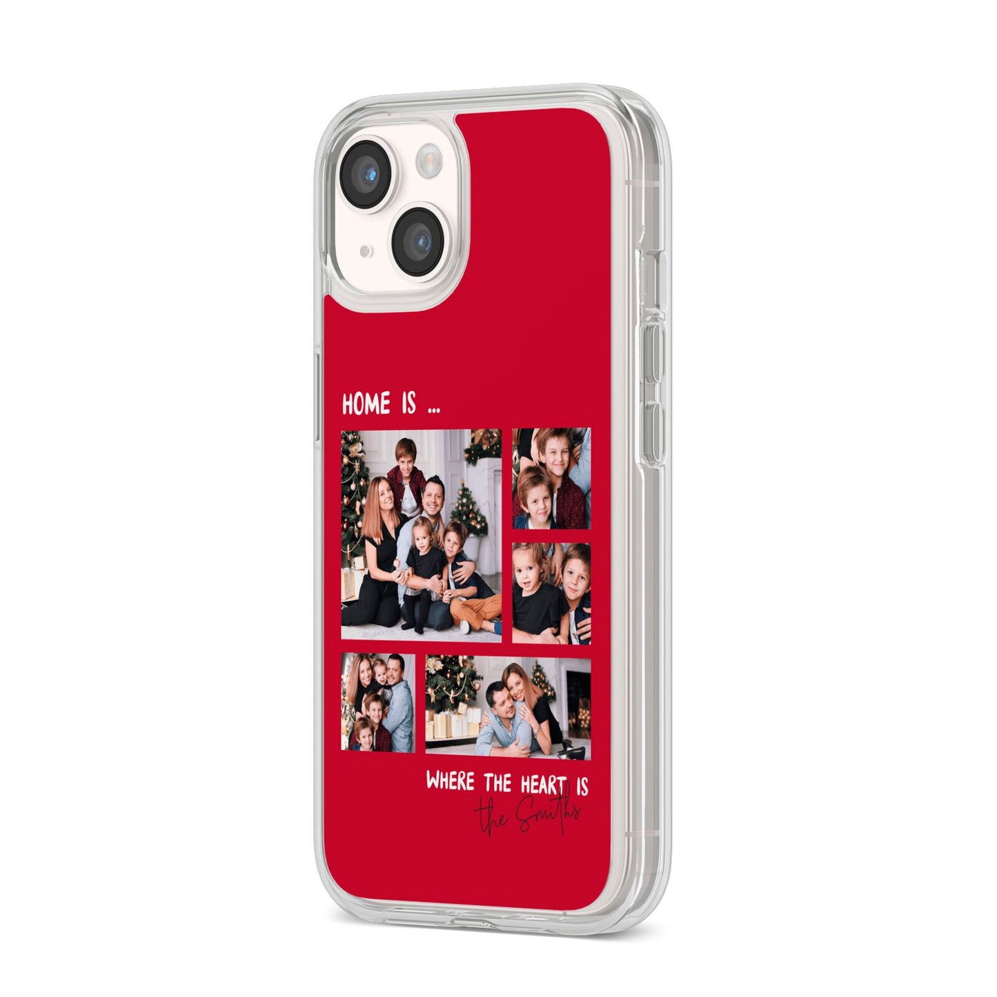 Christmas Family Photo Personalised iPhone 14 Clear Tough Case Starlight Angled Image