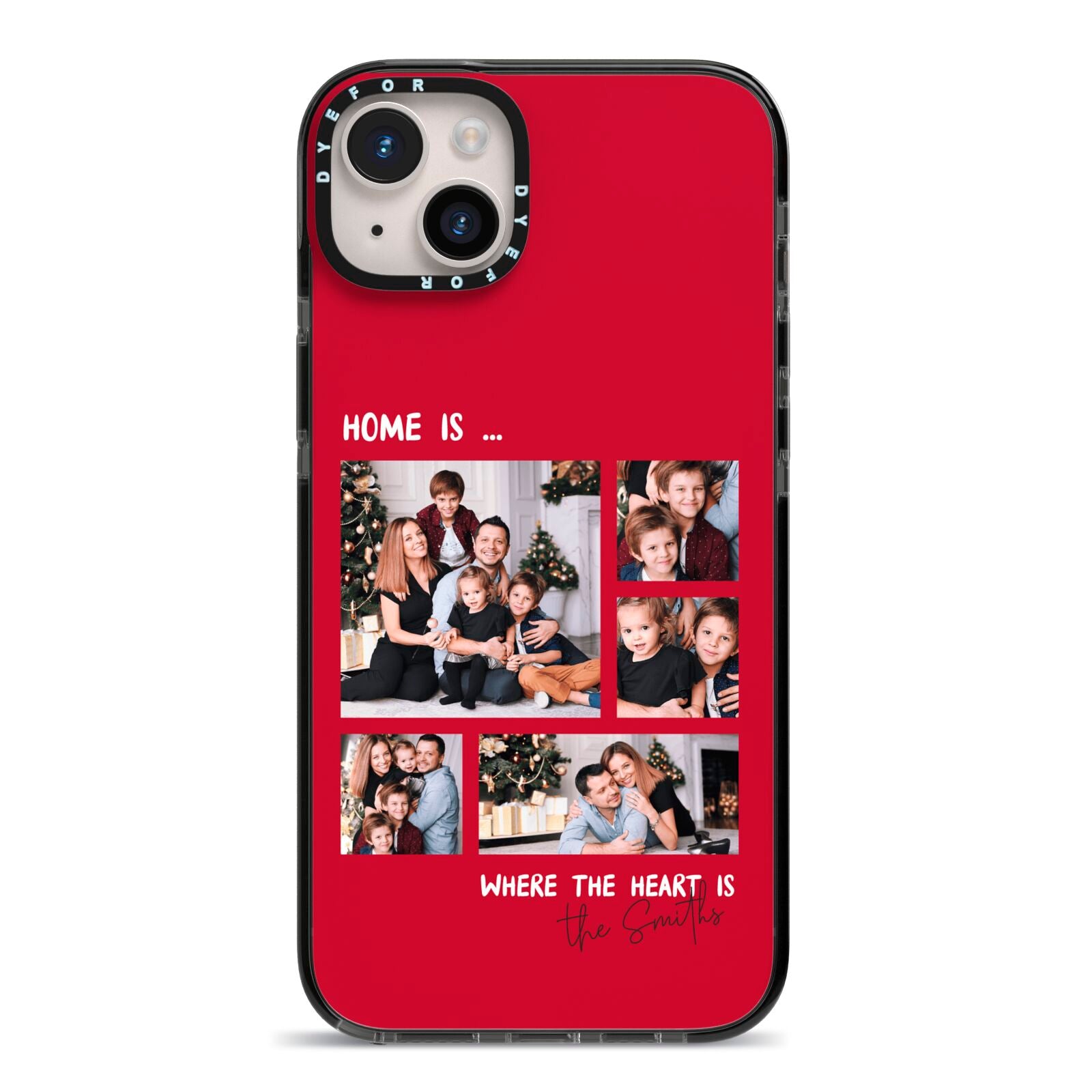 Christmas Family Photo Personalised iPhone 14 Plus Black Impact Case on Silver phone