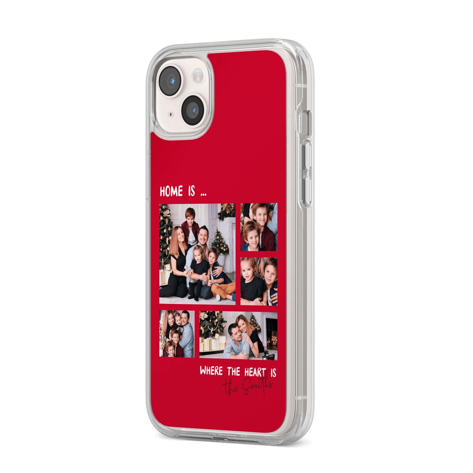 Christmas Family Photo Personalised iPhone 14 Plus Clear Tough Case Starlight Angled Image