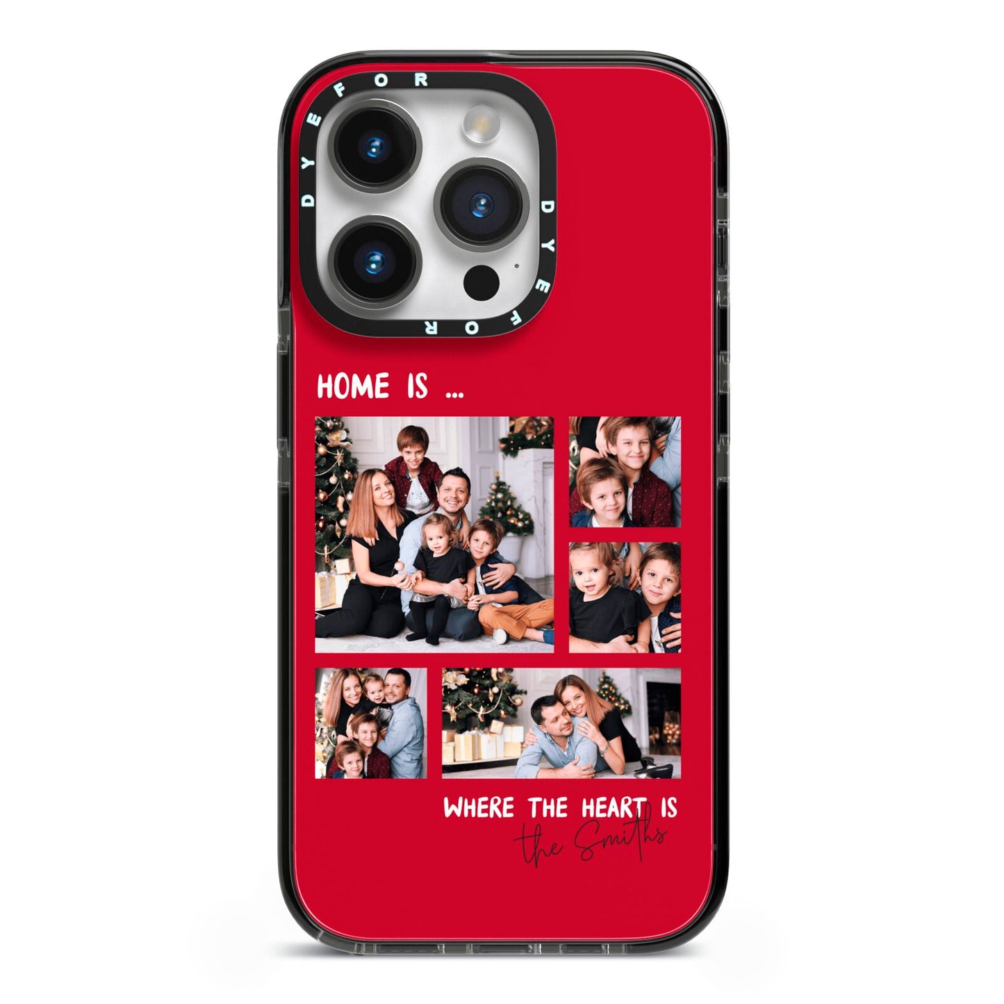 Christmas Family Photo Personalised iPhone 14 Pro Black Impact Case on Silver phone