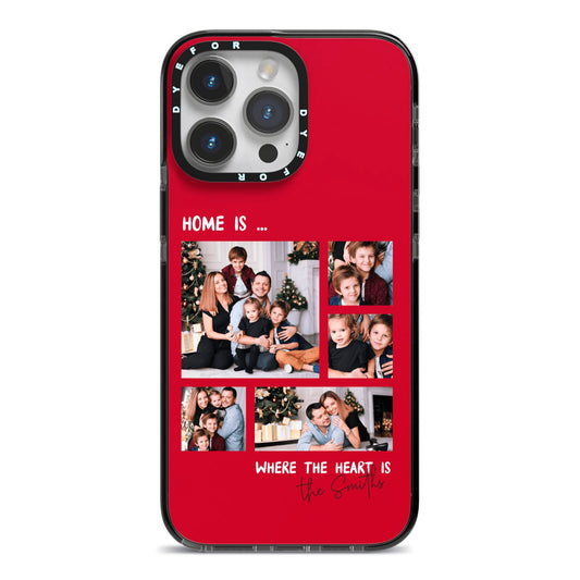 Christmas Family Photo Personalised iPhone 14 Pro Max Black Impact Case on Silver phone