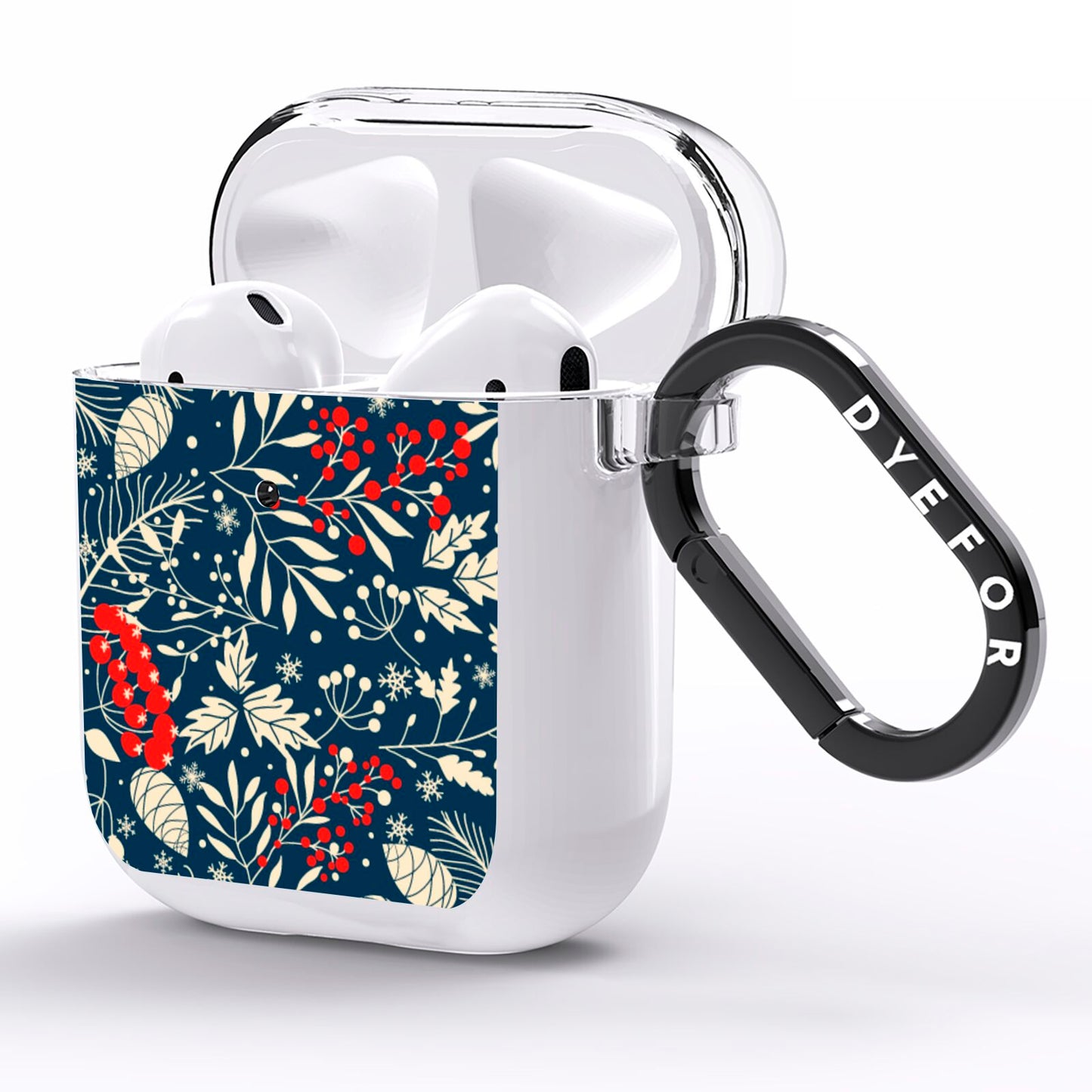Christmas Floral AirPods Clear Case Side Image