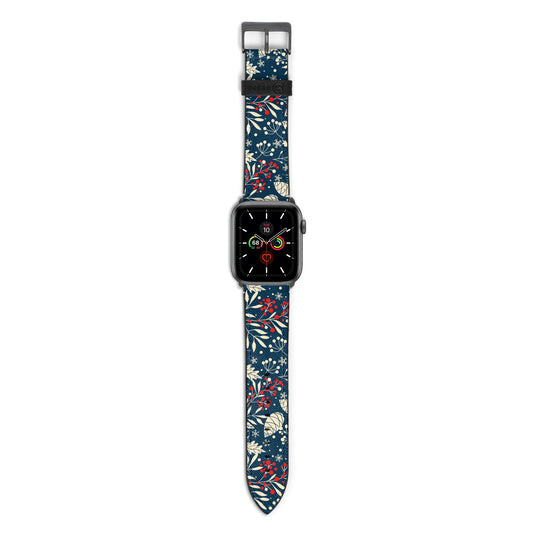 Christmas Floral Apple Watch Strap with Space Grey Hardware
