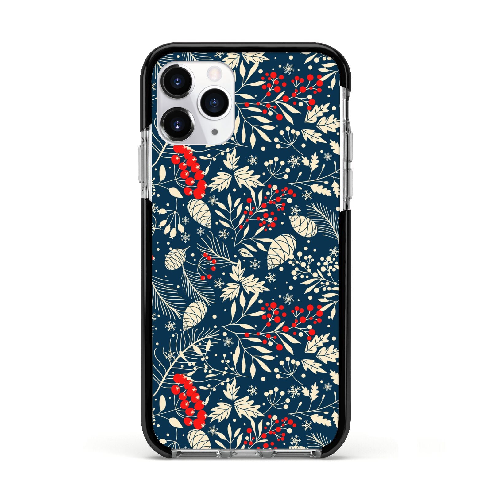 Christmas Floral Apple iPhone 11 Pro in Silver with Black Impact Case