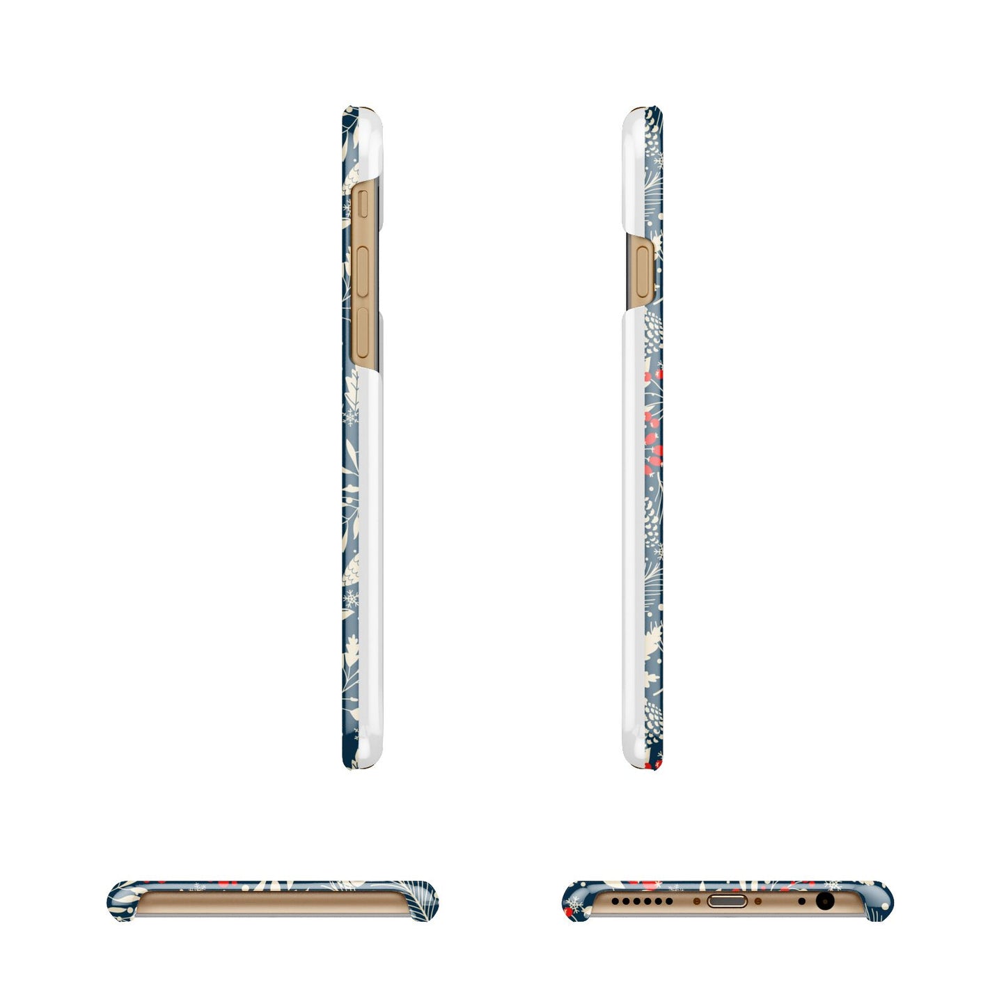 Christmas Floral Apple iPhone 6 3D Wrap Snap Case Angled Images