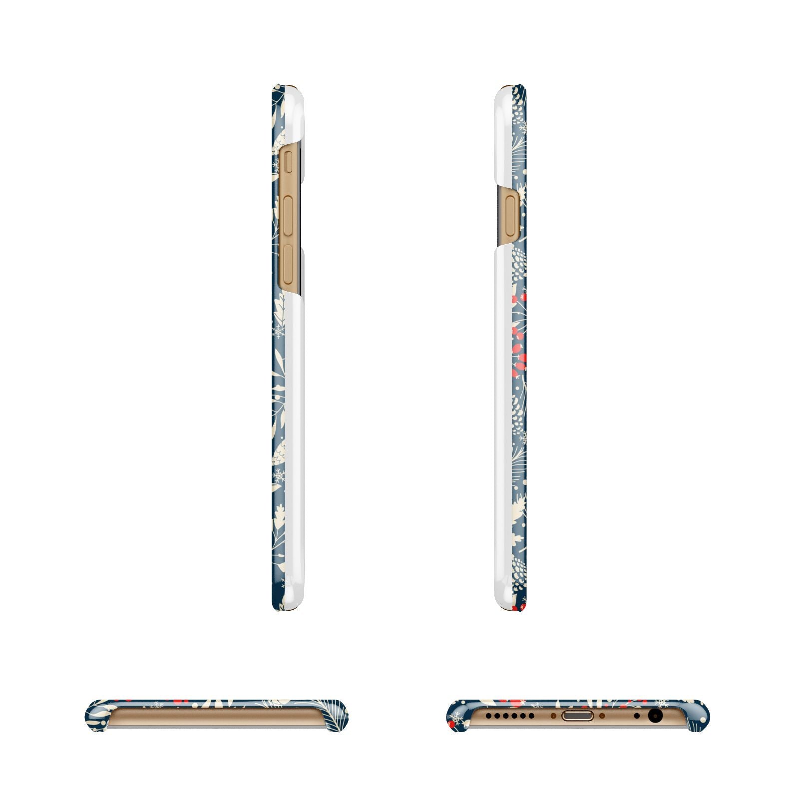 Christmas Floral Apple iPhone 6 3D Wrap Snap Case Angled Images