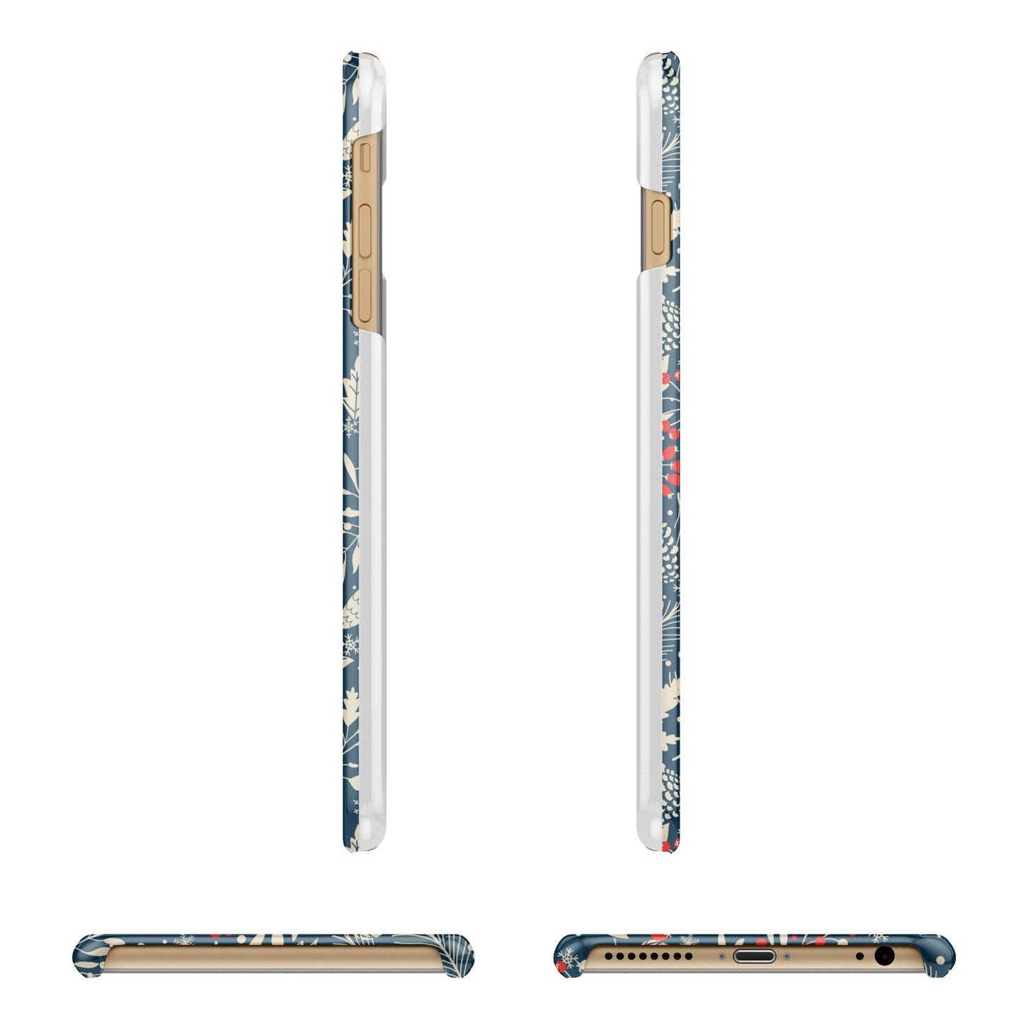 Christmas Floral Apple iPhone 6 Plus 3D Wrap Snap Case Angled Images